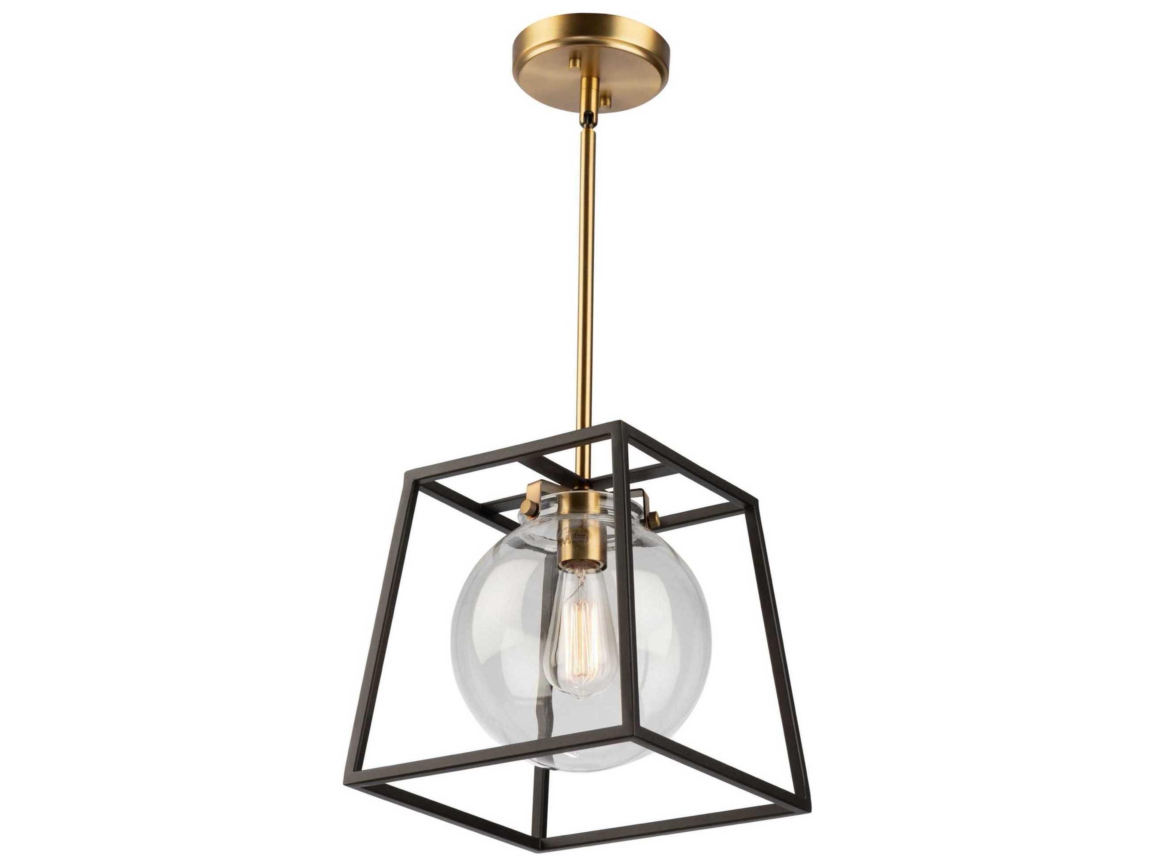Artcraft Bridgetown 1-Light Black Harvest Brass LED Globe Geometric Mini Pendant