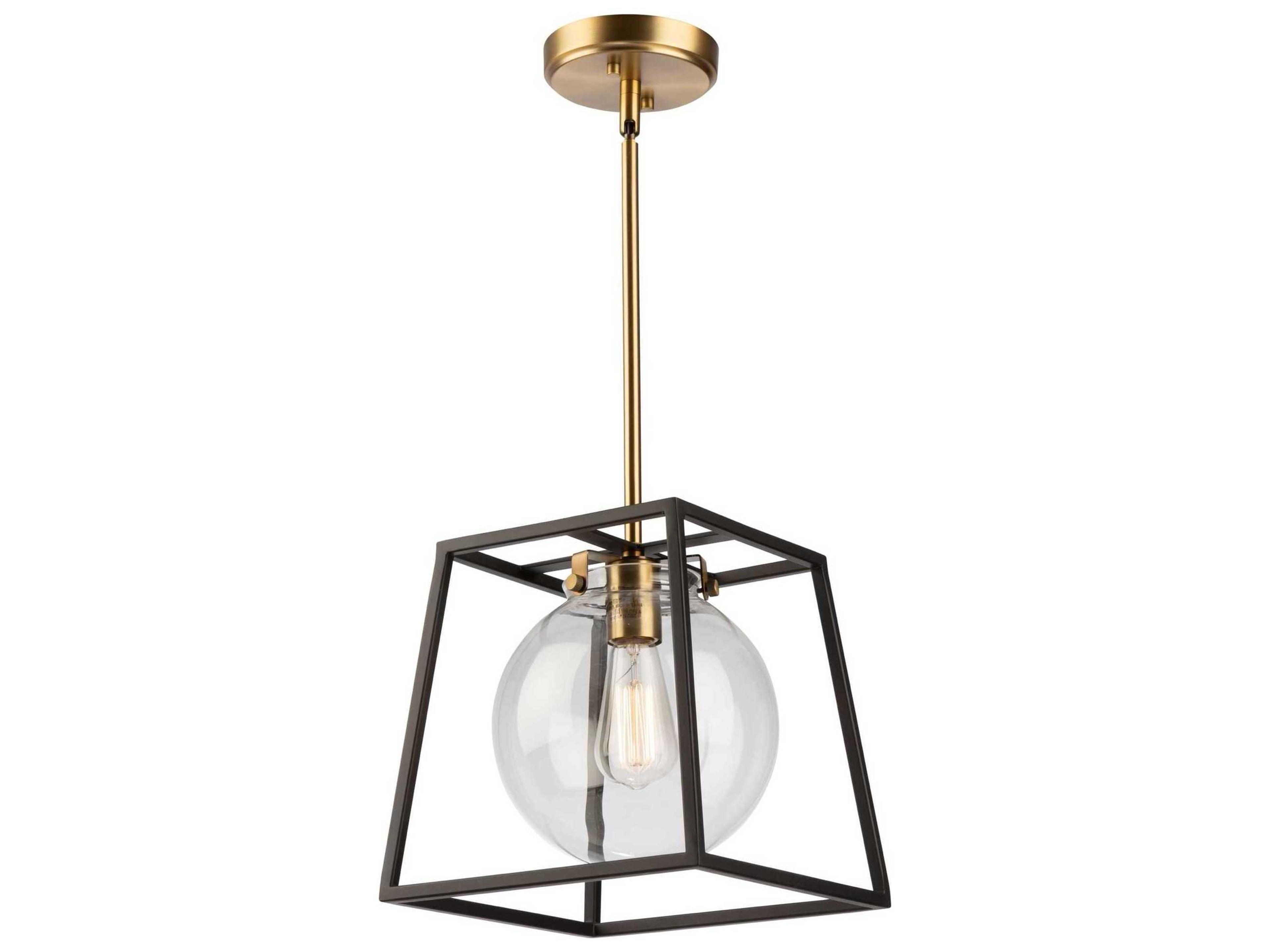 Artcraft Bridgetown 1-Light Black Harvest Brass LED Globe Geometric Mini Pendant