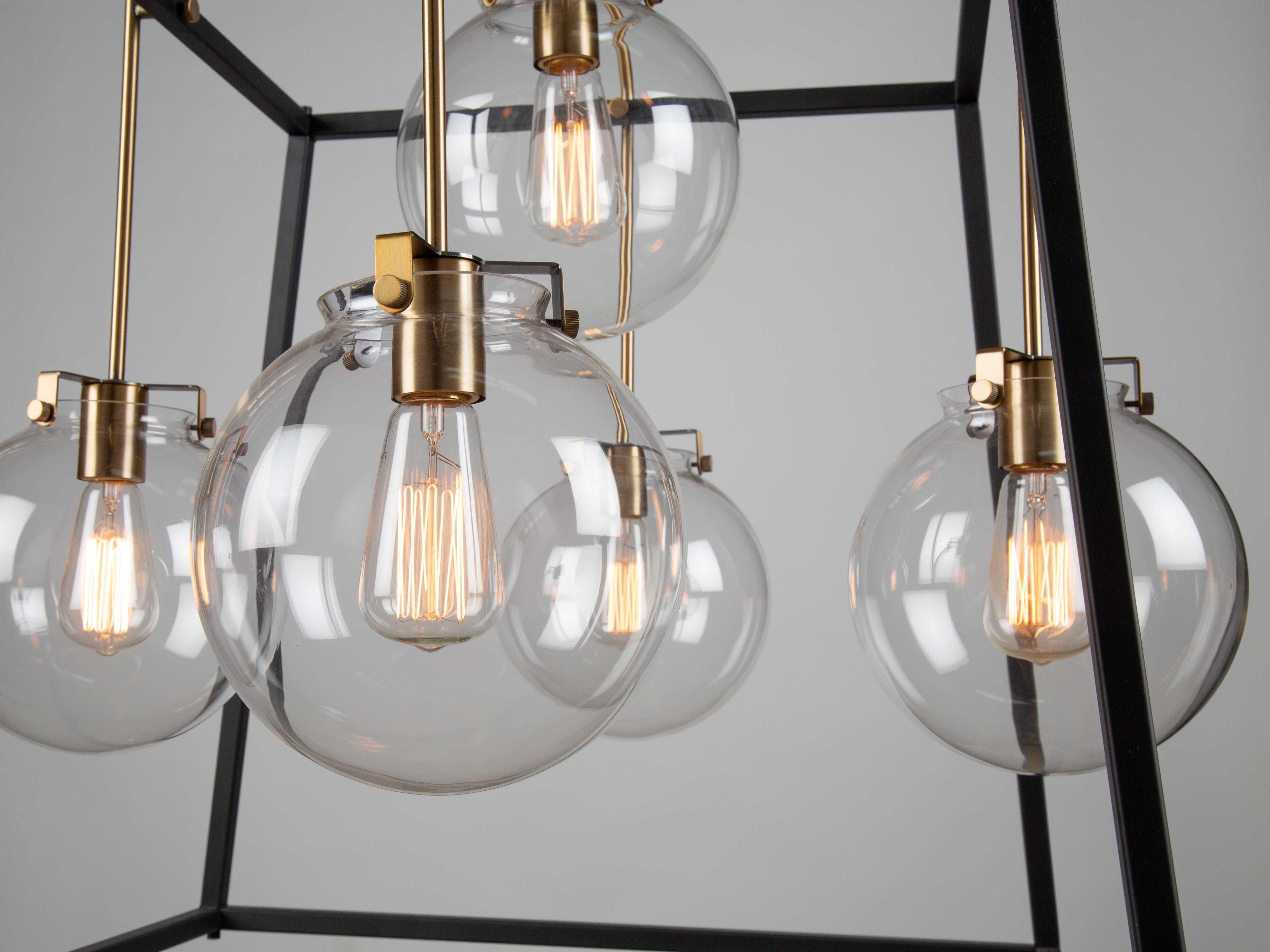 Artcraft Bridgetown 5-Light Black Harvest Brass LED Globe Geometric Chandelier