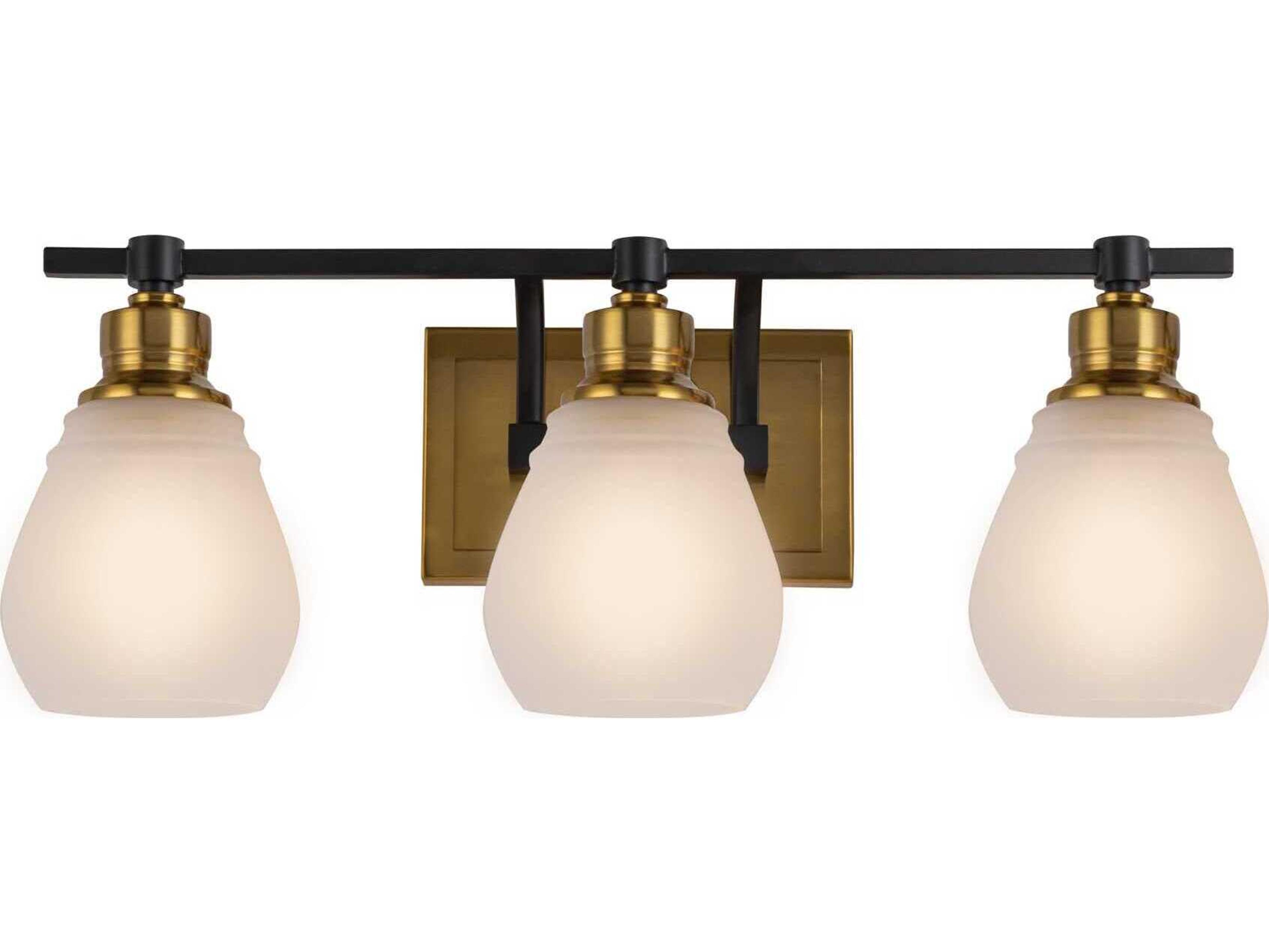 Nelson 3-Light Modern Vanity Light in Brass and Black