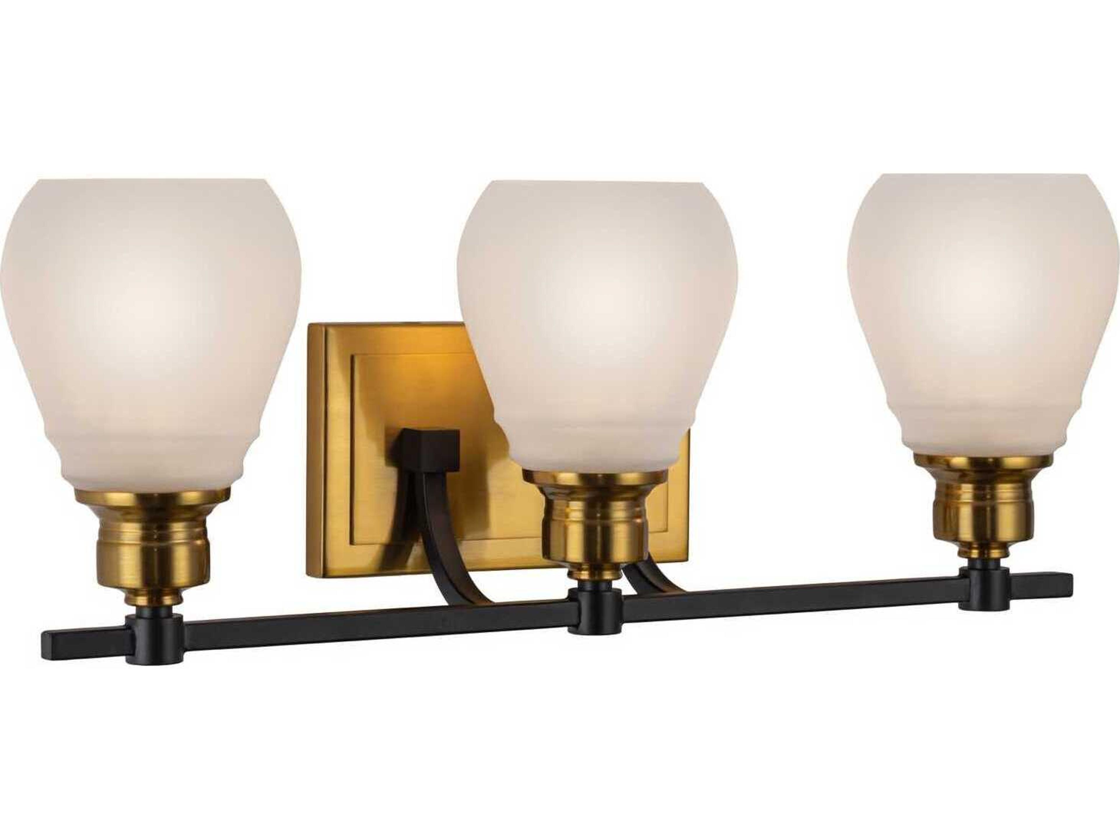 Artcraft Nelson 3-Light Brass Black Vanity Light