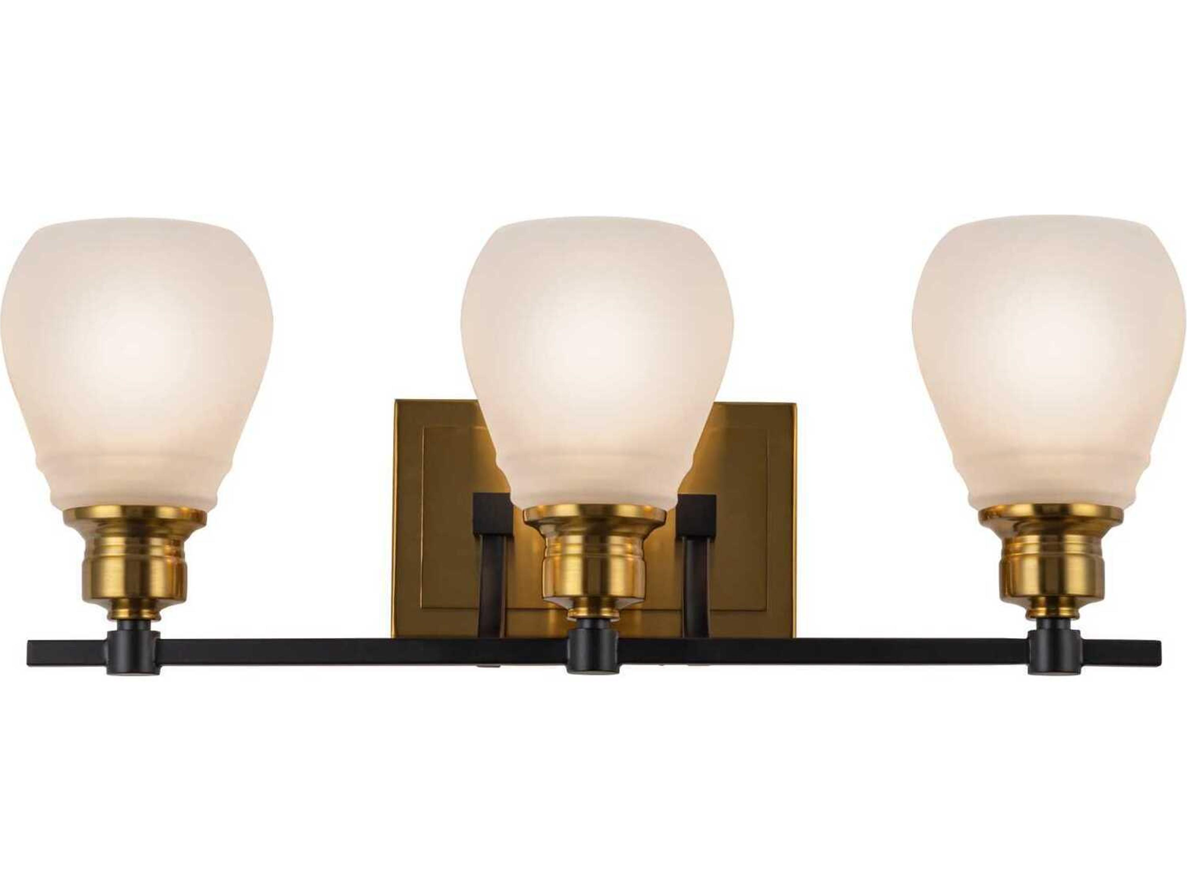 Artcraft Nelson 3-Light Brass Black Vanity Light