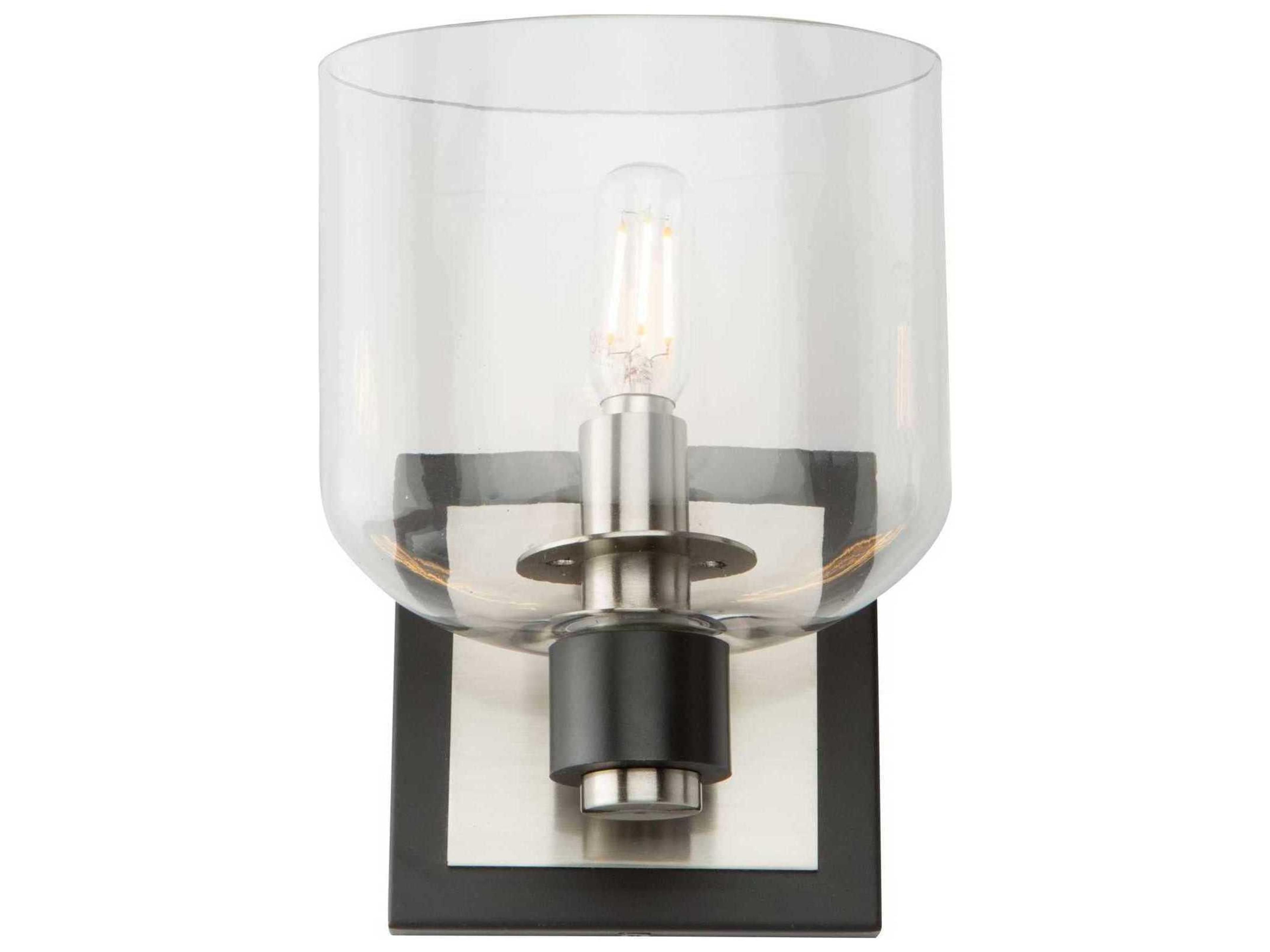 Artcraft Lyndon 1-Light Black And Brushed Nickel Glass LED Wall Sconce