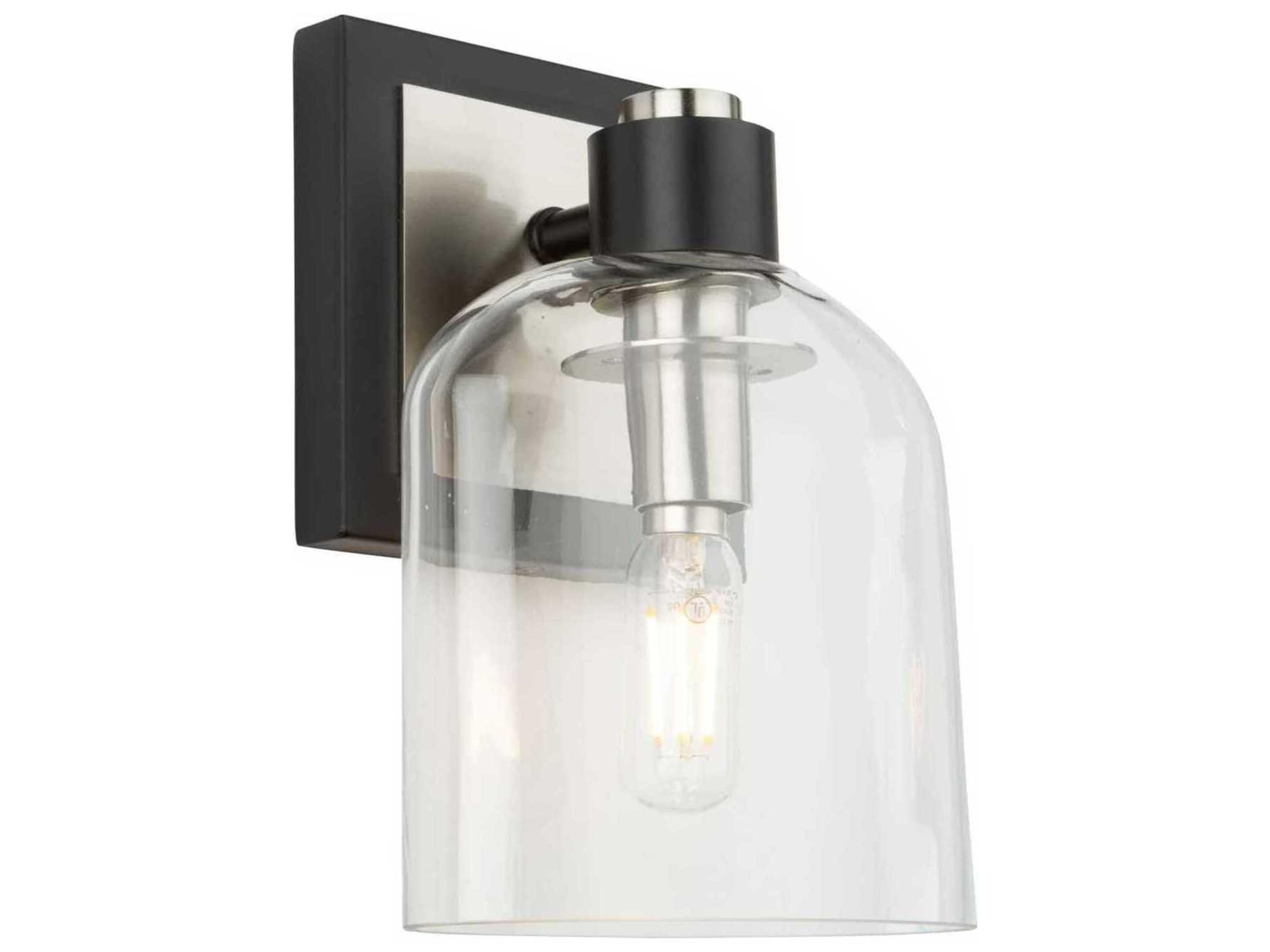 Artcraft Lyndon 1-Light Black And Brushed Nickel Glass LED Wall Sconce