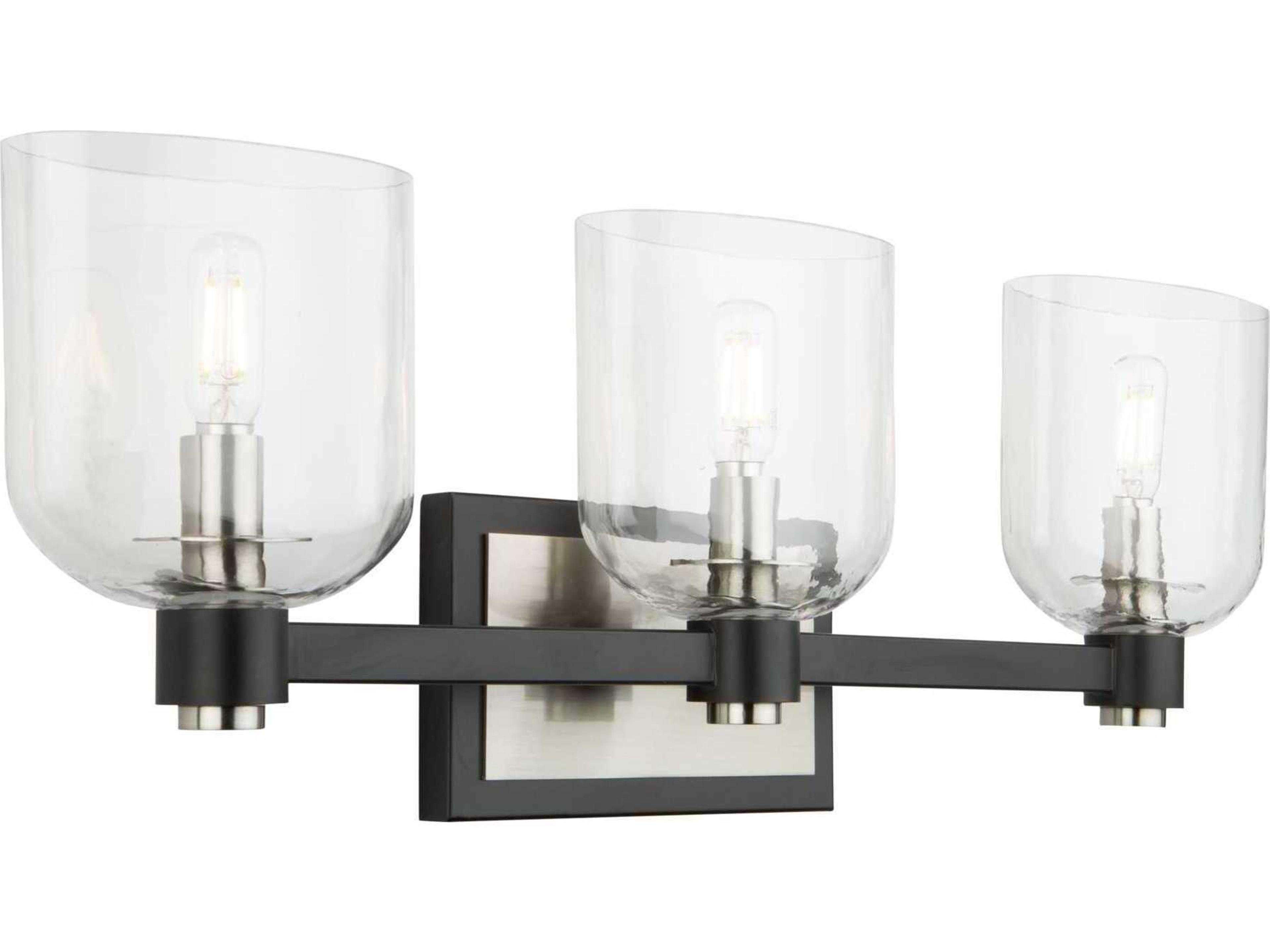Artcraft Lyndon 3-Light Black And Brushed Nickel Glass LED Vanity Light