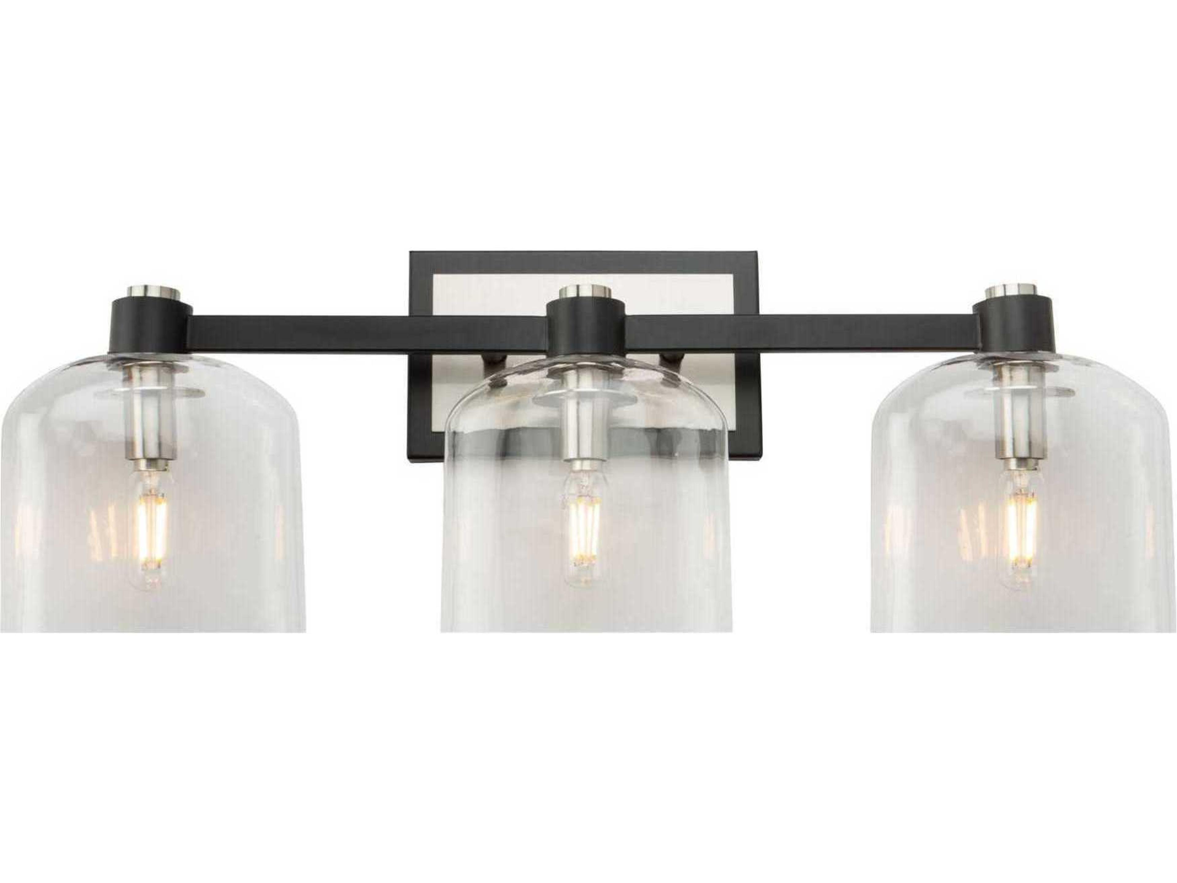 Artcraft Lyndon 3-Light Black And Brushed Nickel Glass LED Vanity Light