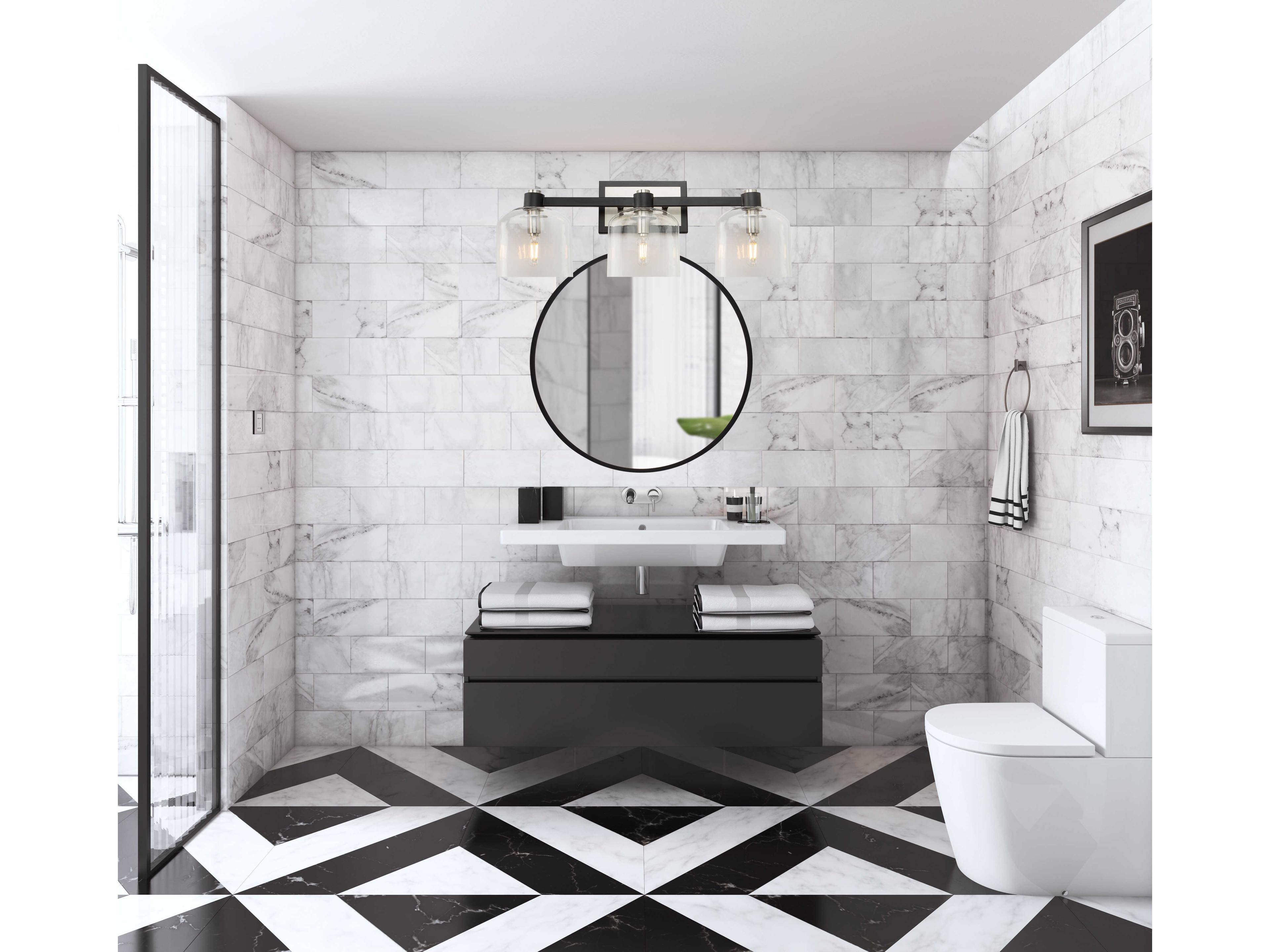 Artcraft Lyndon 3-Light Black And Brushed Nickel Glass LED Vanity Light