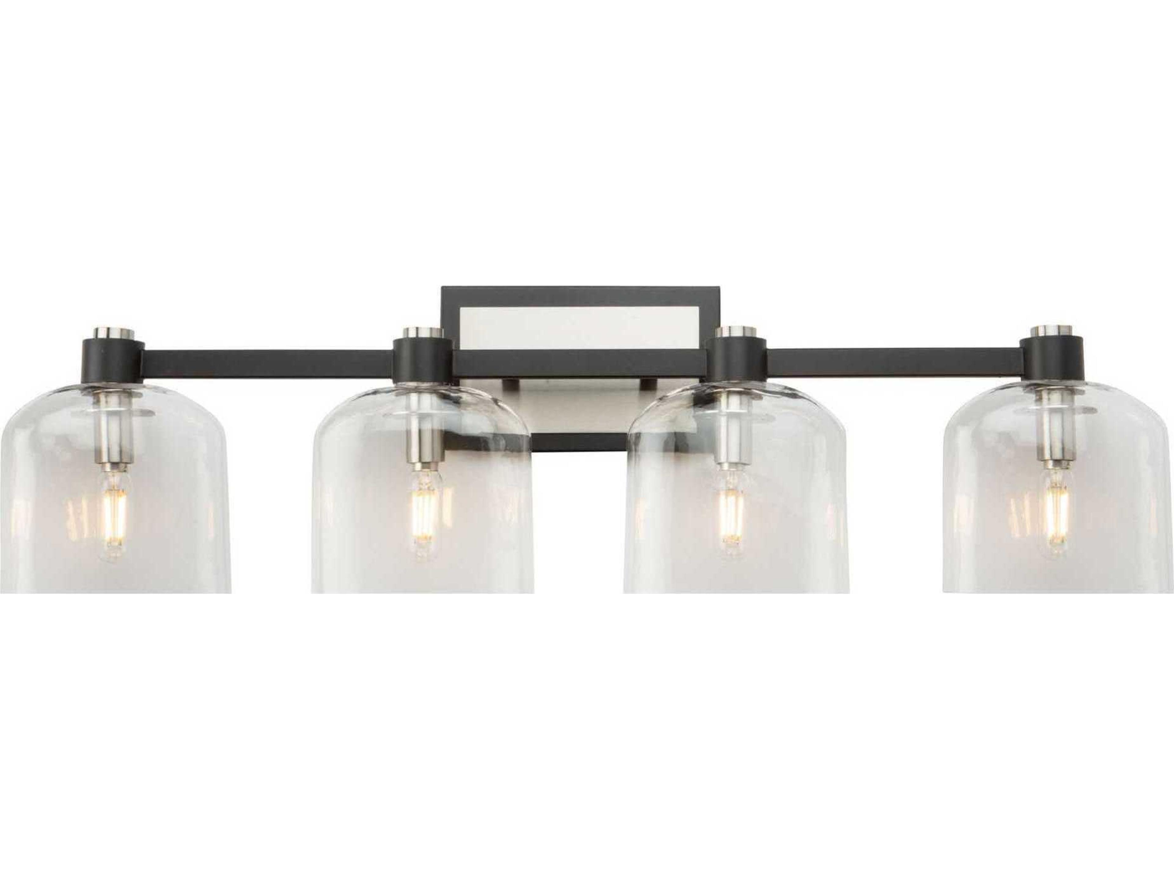 Artcraft Lyndon 4-Light Black And Brushed Nickel Glass LED Vanity Light