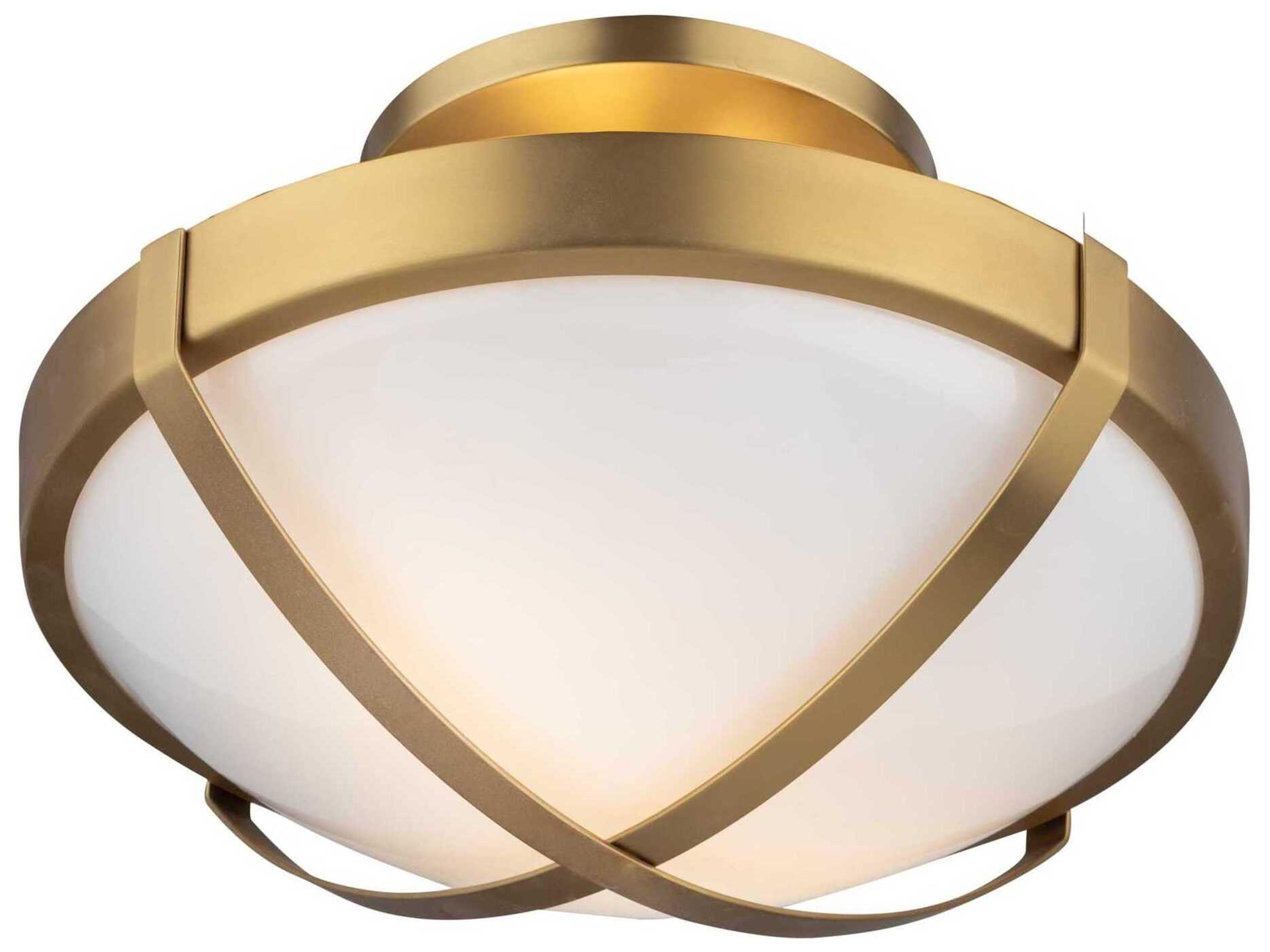 Cara Two-Light Flush Mount Ceiling Light in Brushed Brass