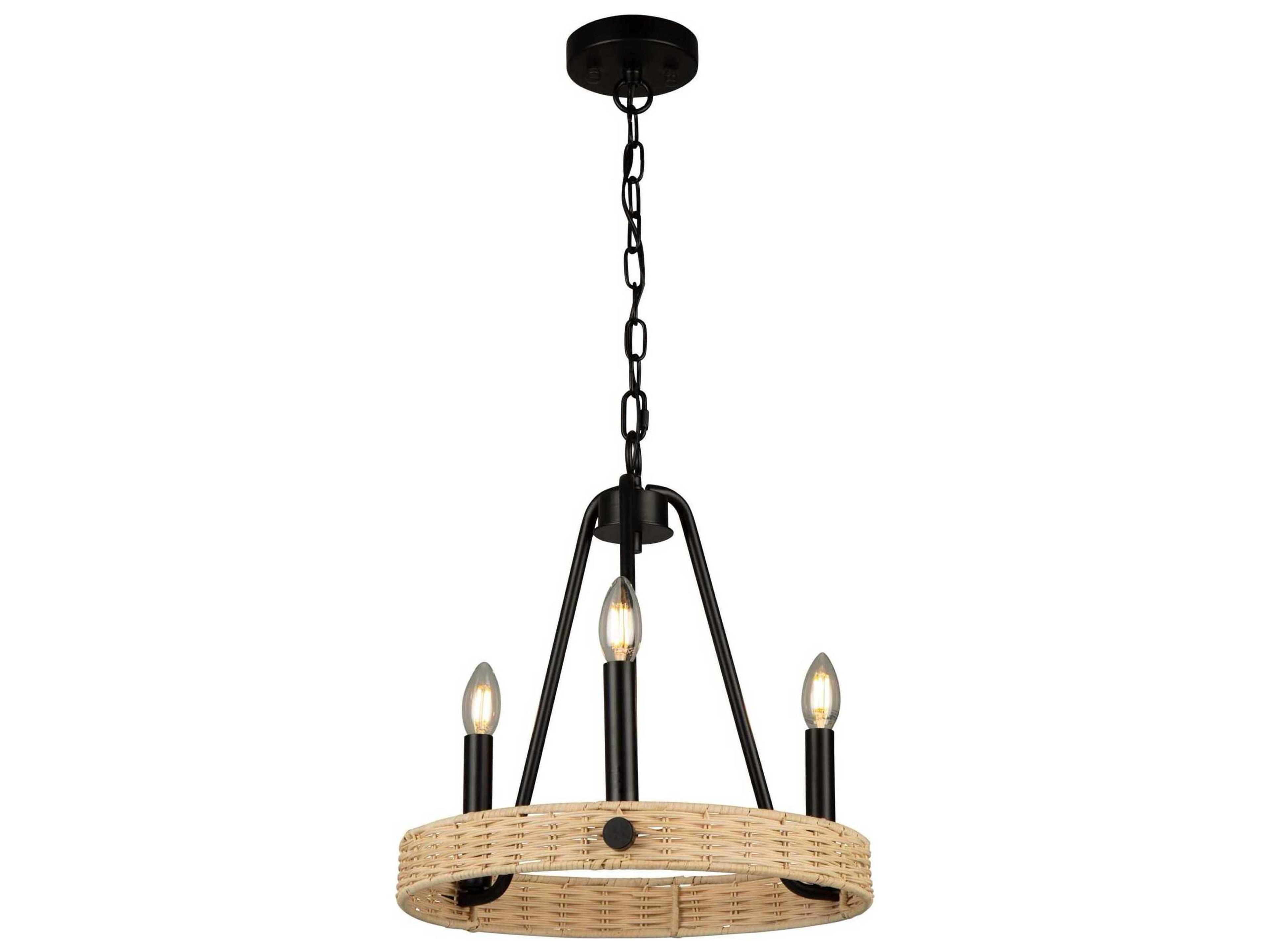 Perris Chandelier Natural Rattan