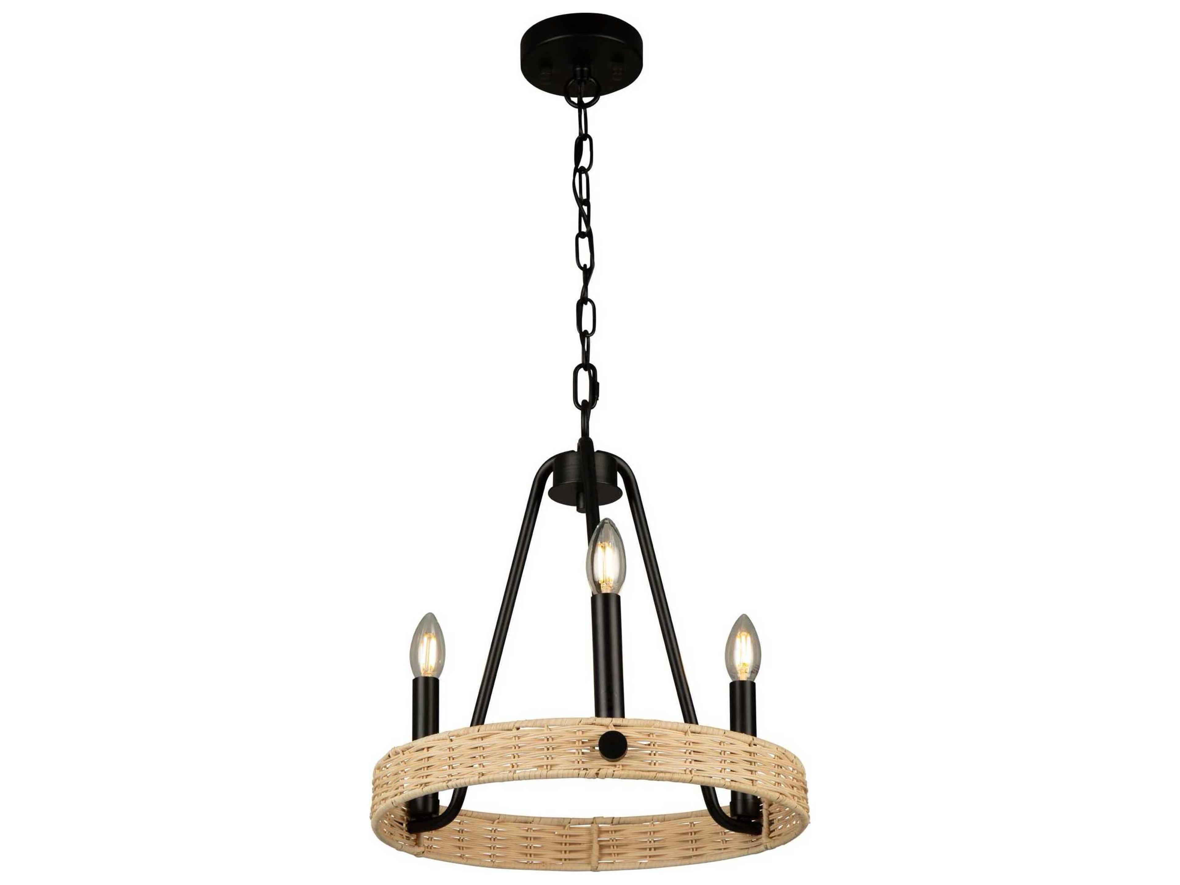 Artcraft Perris 3-Light Black Round Chandelier