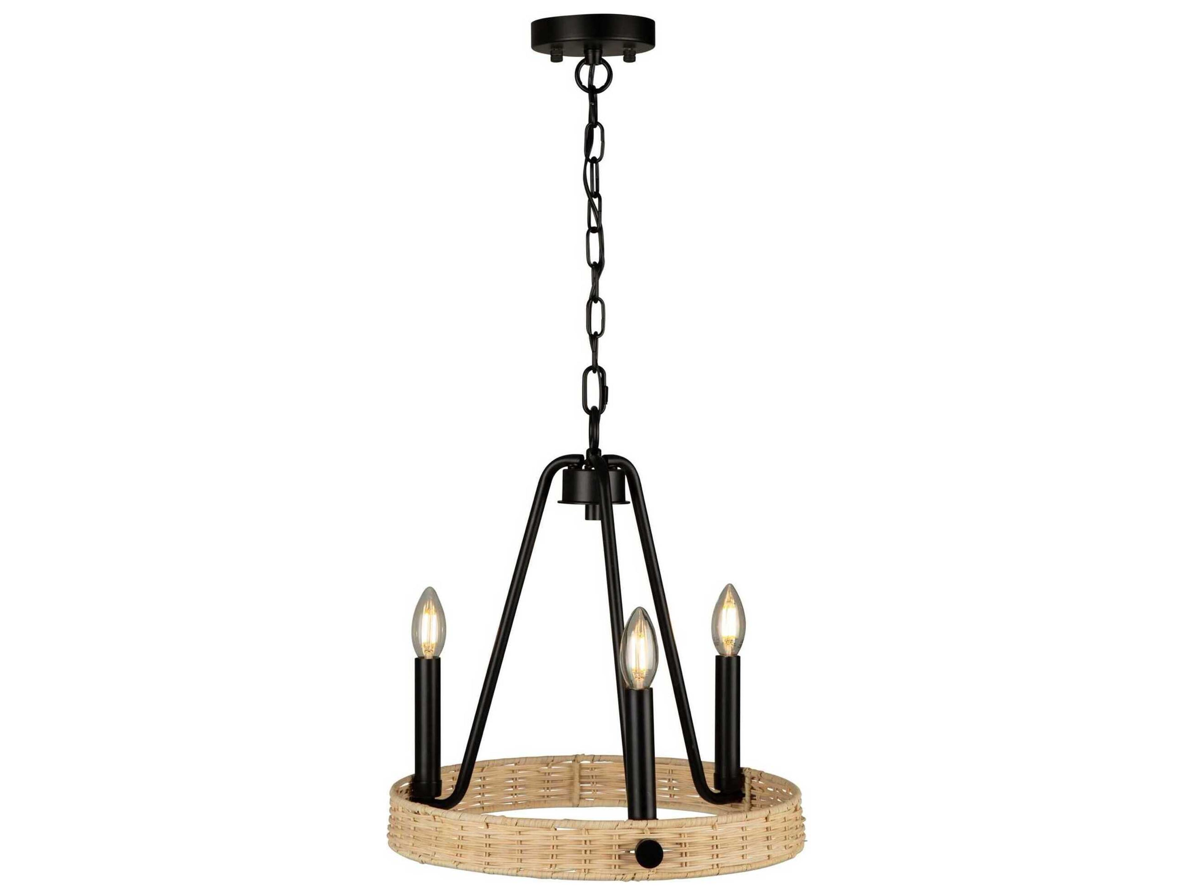Artcraft Perris 3-Light Black Round Chandelier