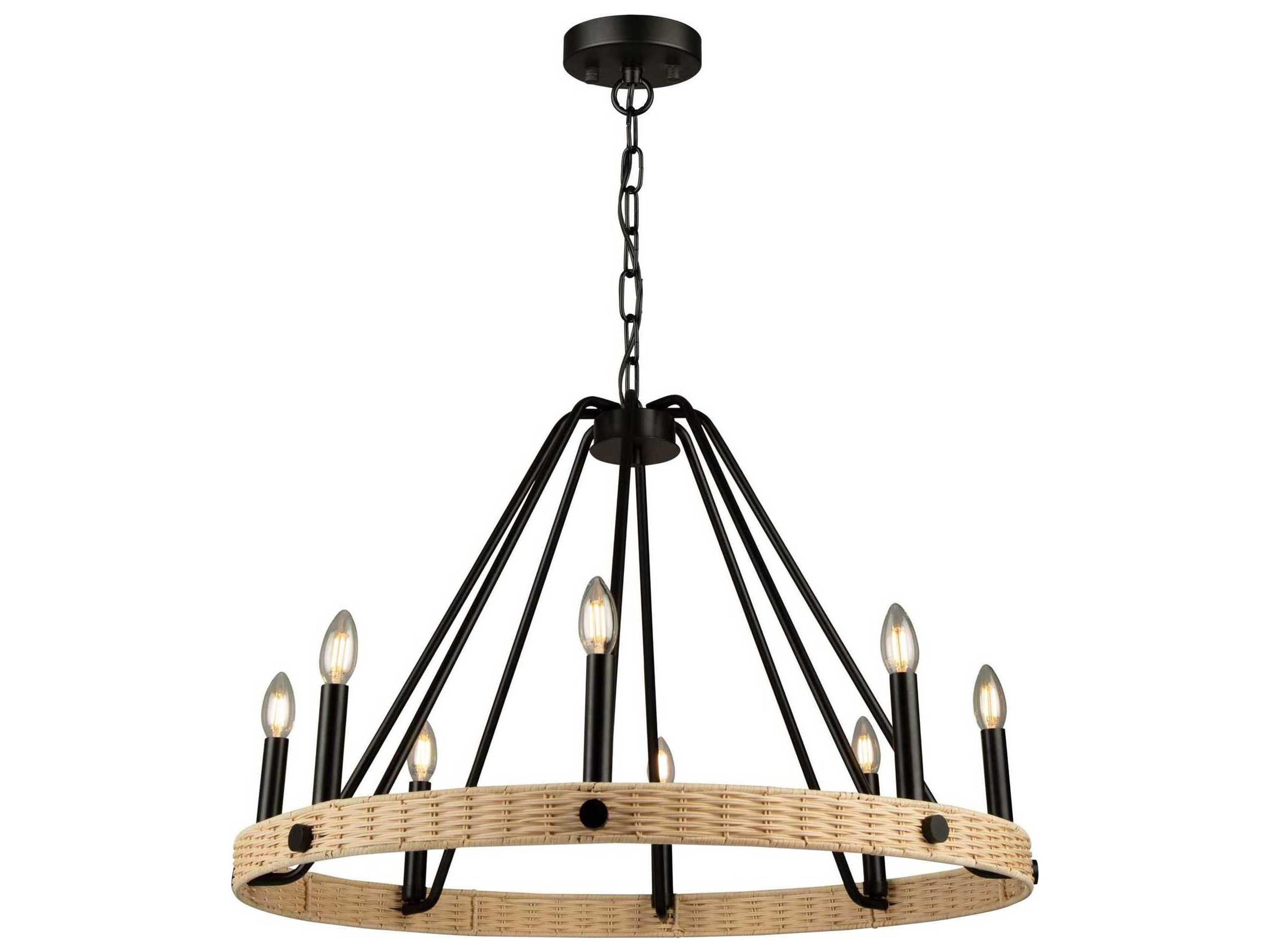 Artcraft Perris 8-Light Black Round Chandelier