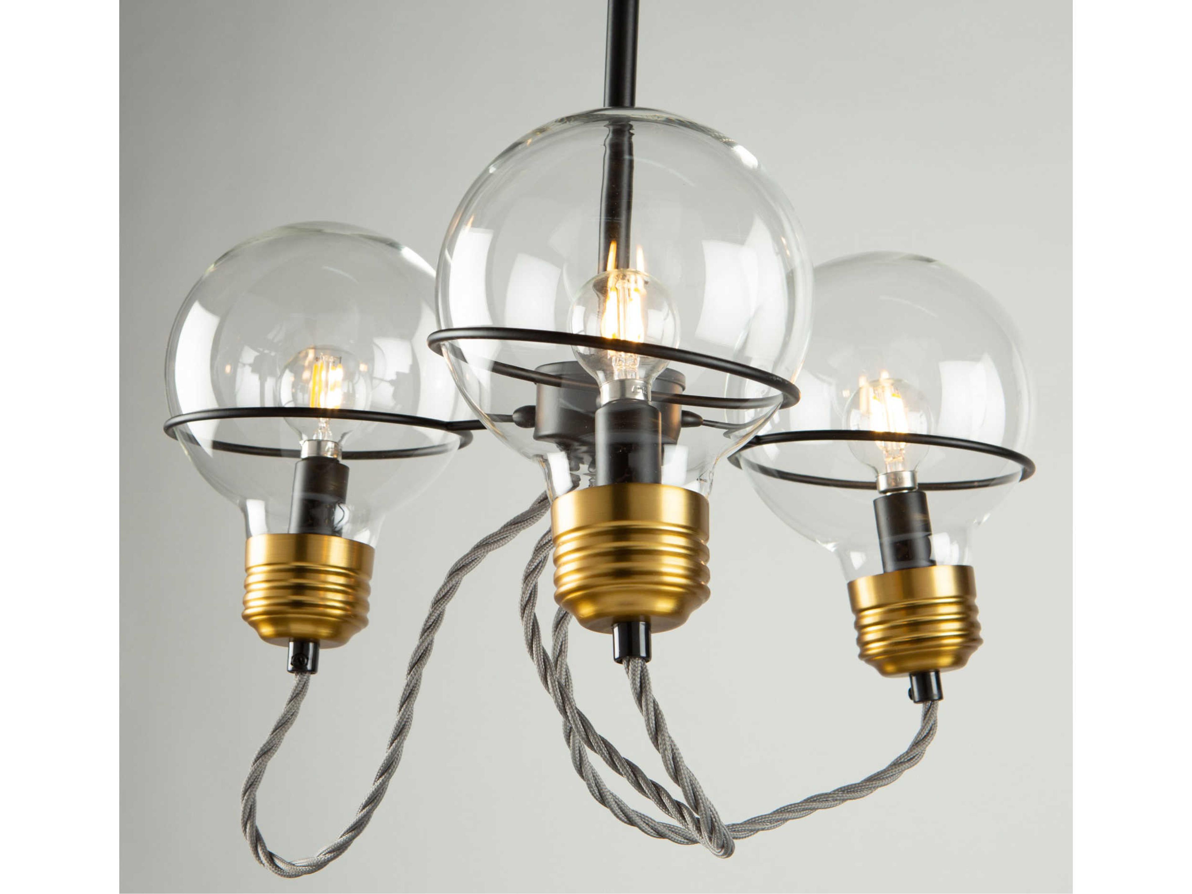 Artcraft Martina 3-Light Black And Brushed Brass Glass LED Globe Semi Flush Mount