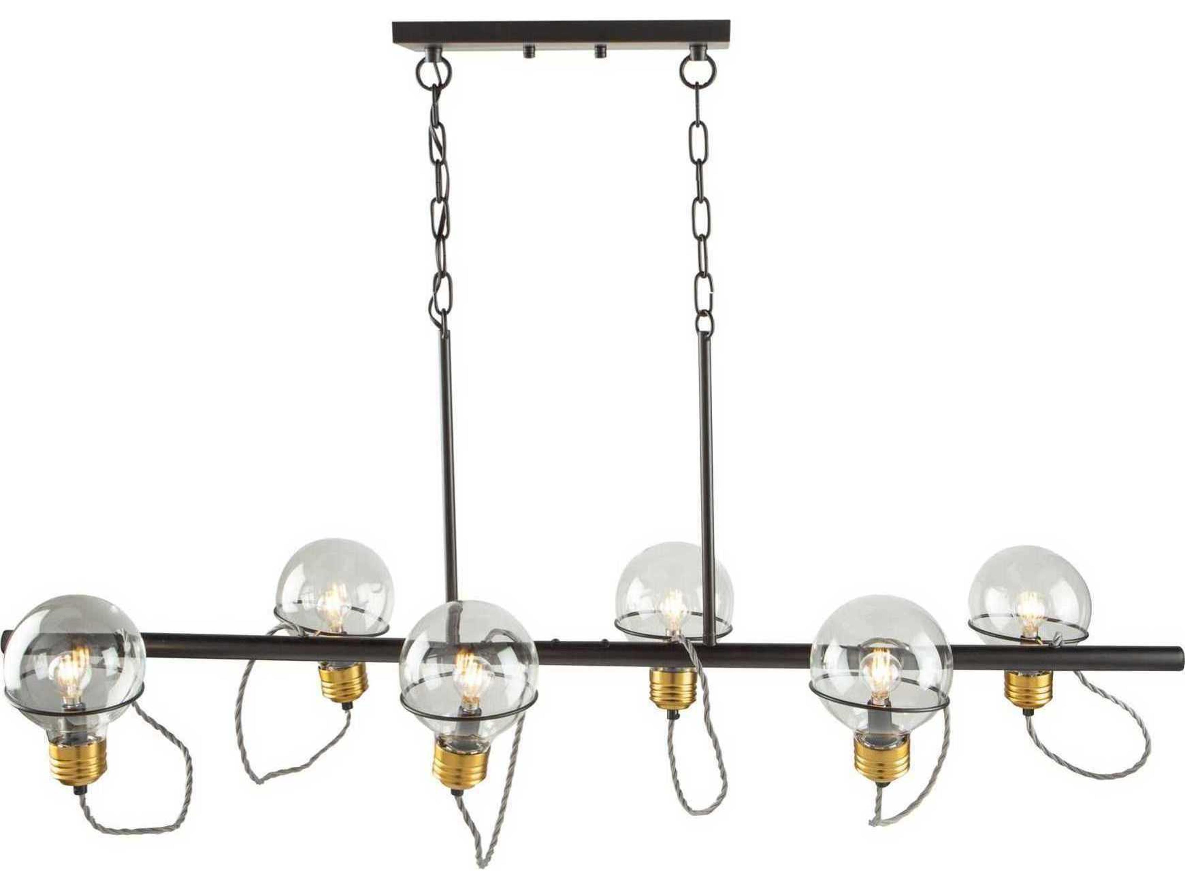 Artcraft Martina 6-Light Black And Brushed Brass Glass LED Globe Island Pendant