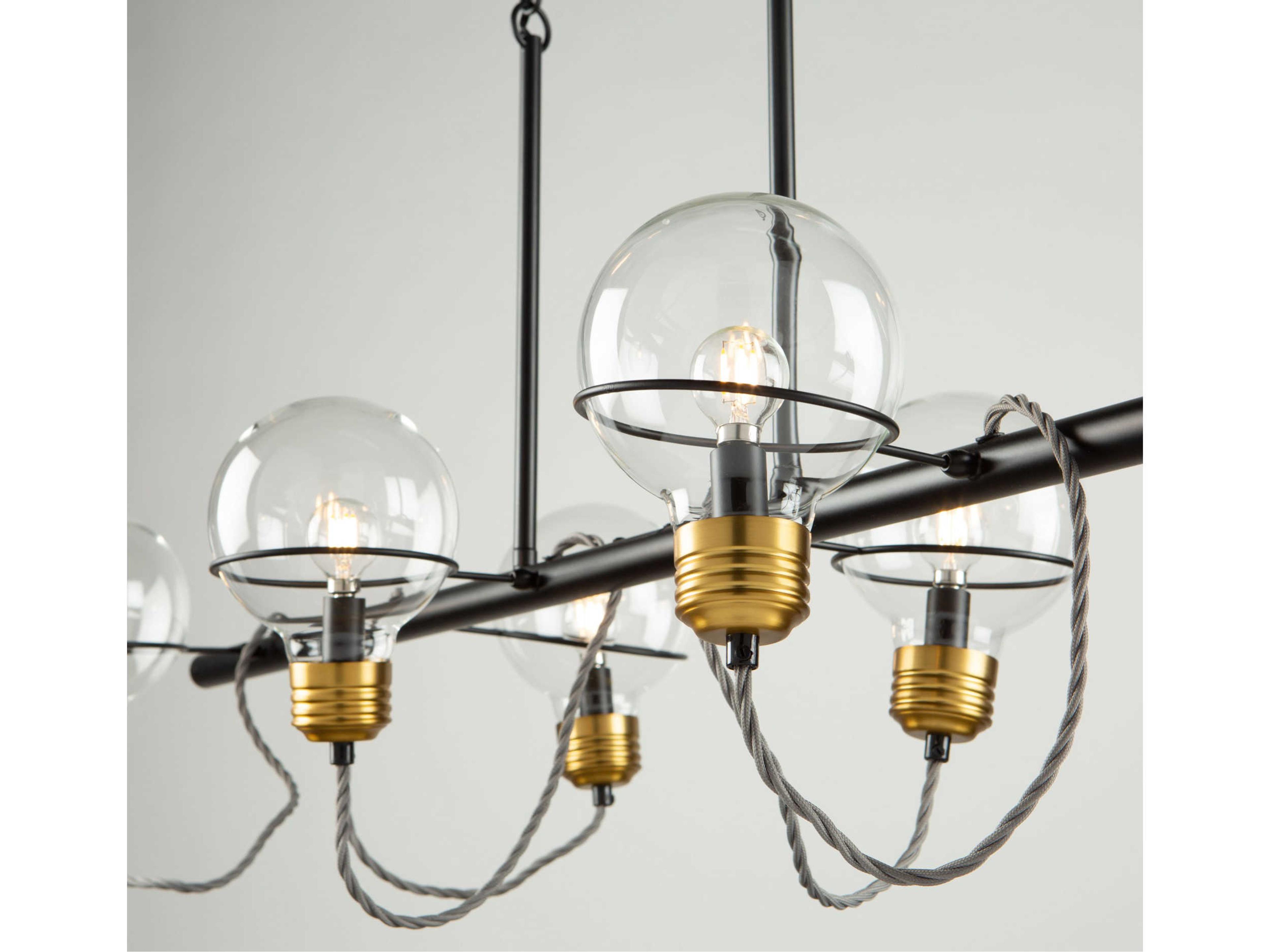 Artcraft Martina 6-Light Black And Brushed Brass Glass LED Globe Island Pendant