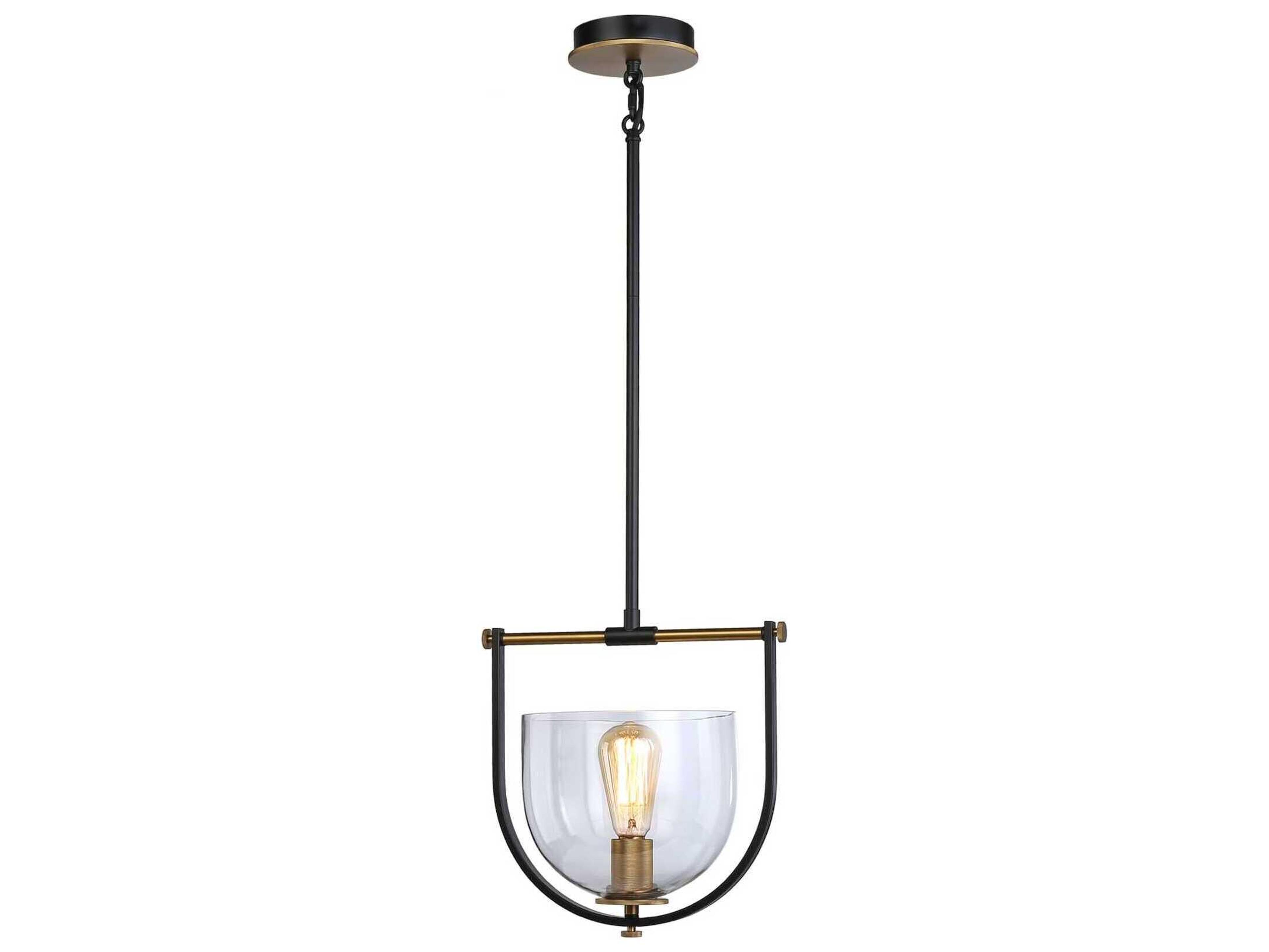 Cheshire Pendant Light in Black and Brass