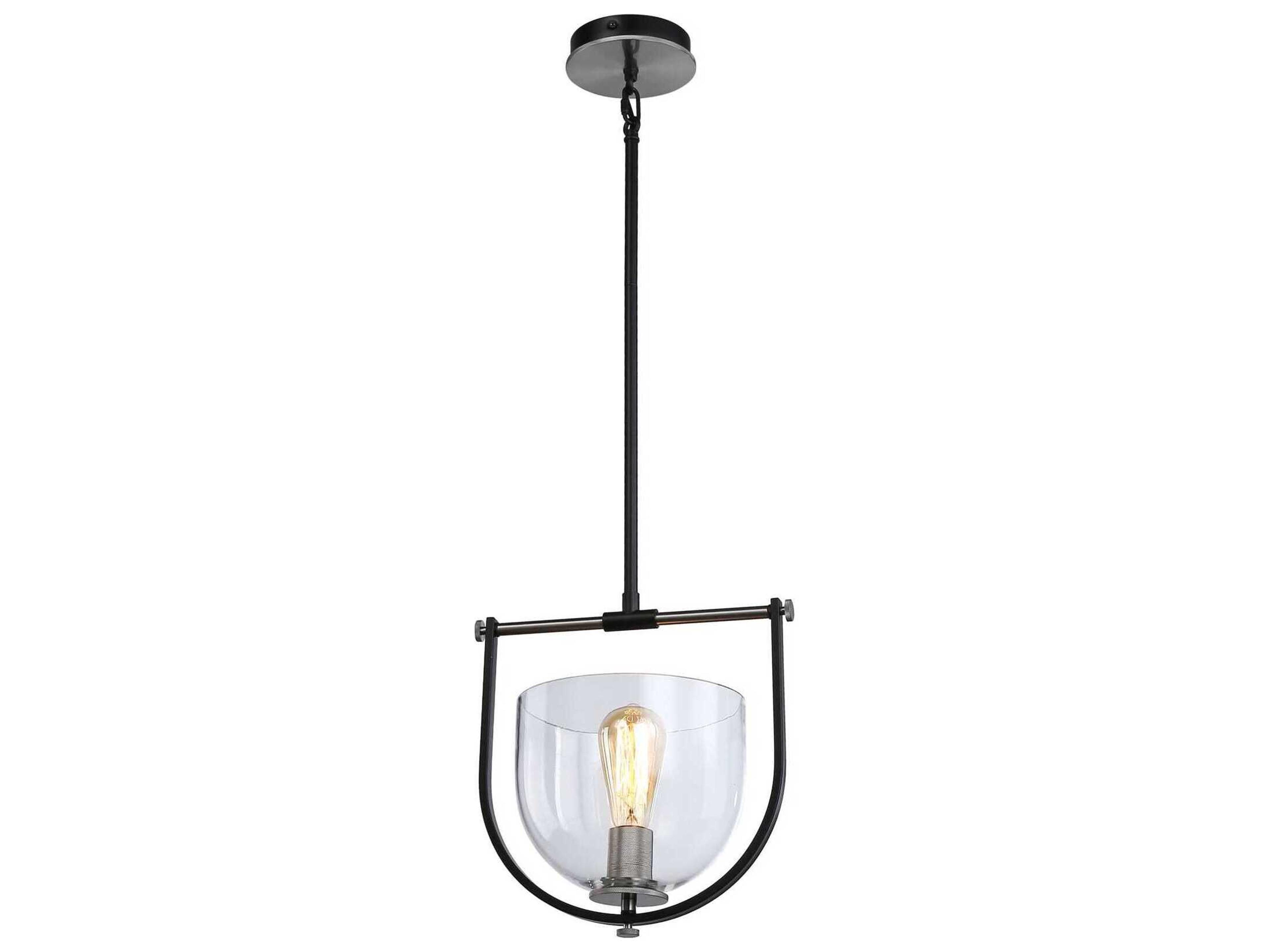 Cheshire Pendant Light in Black and Nickel Modern