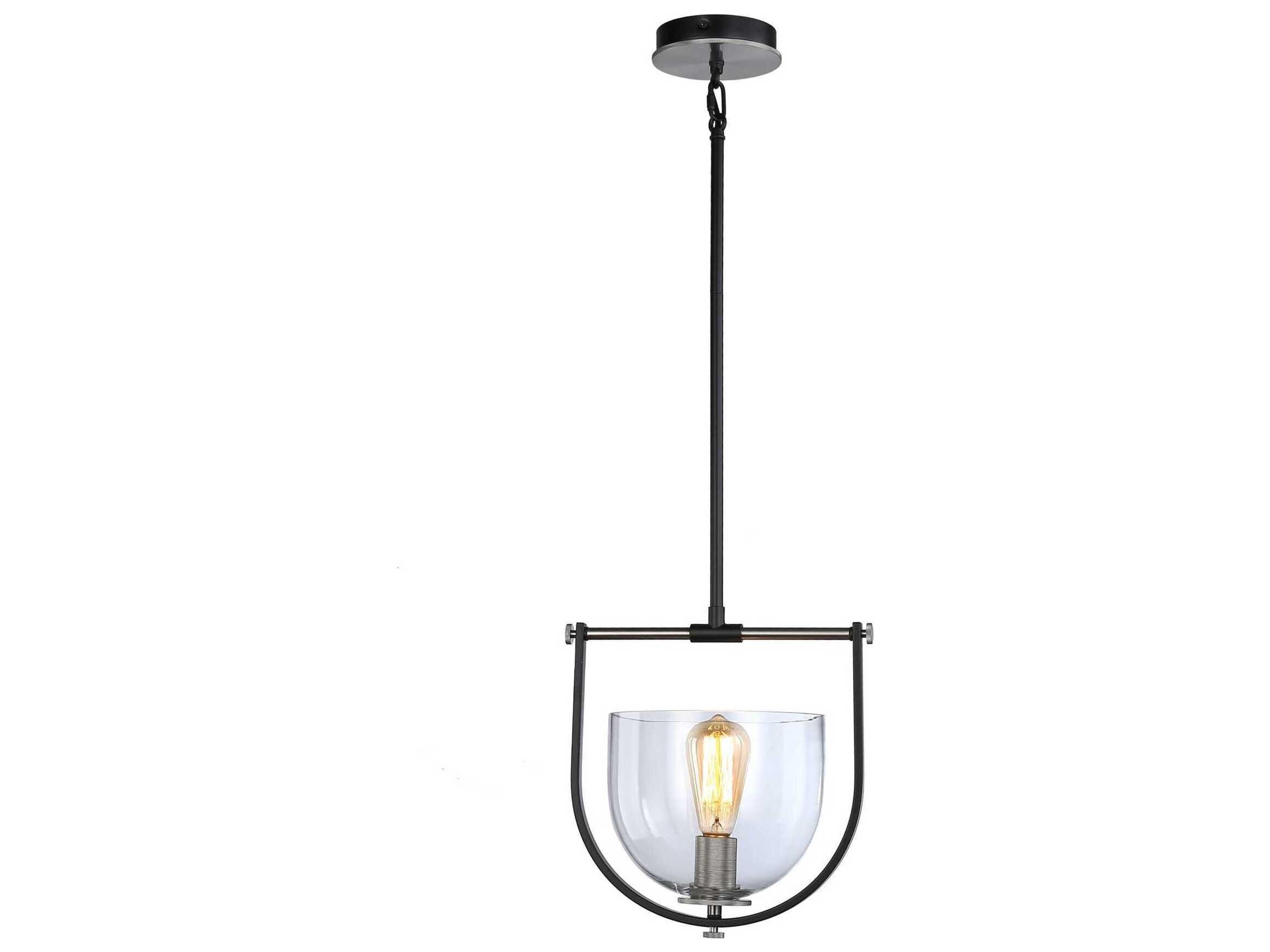 Artcraft Cheshire 1-Light Black Nickel Glass Bowl Mini Pendant