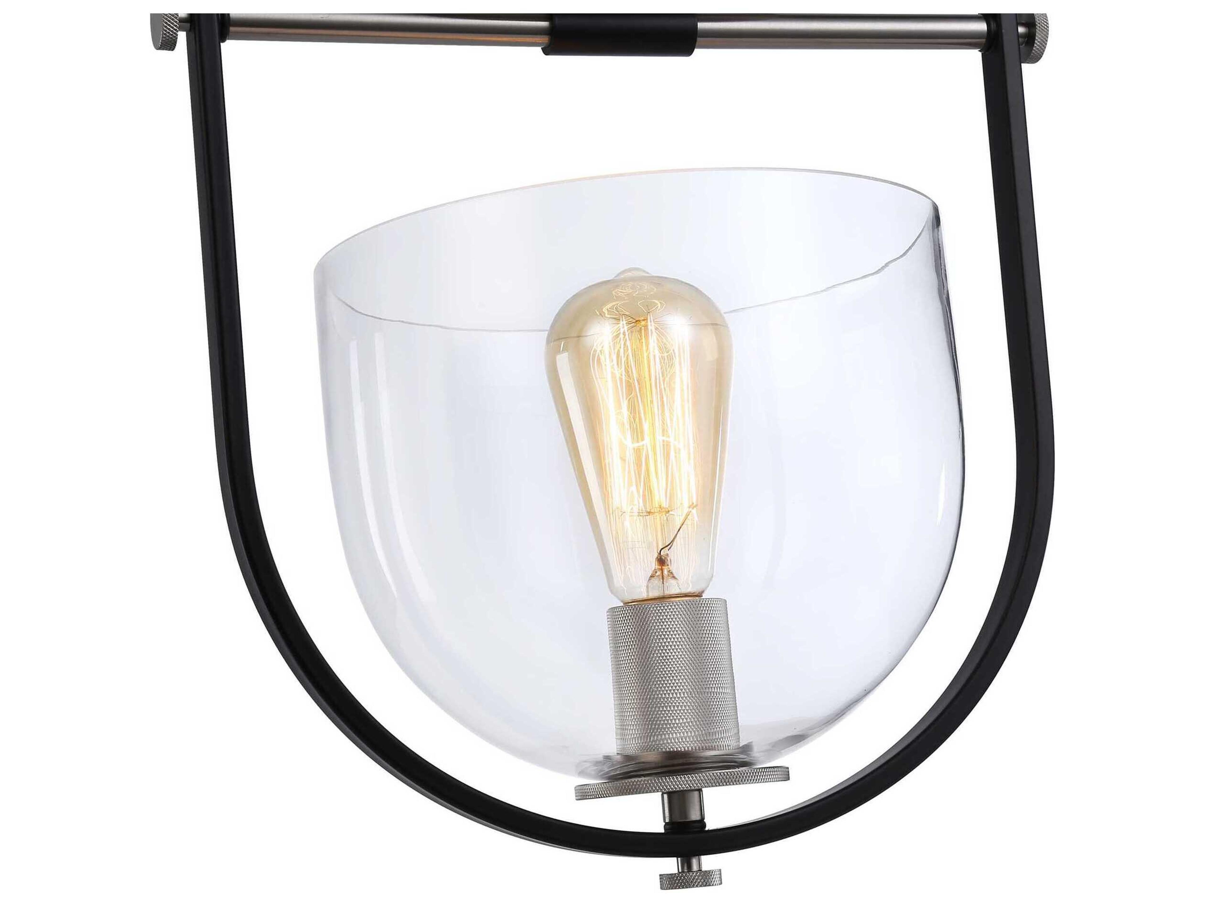 Artcraft Cheshire 1-Light Black Nickel Glass Bowl Semi Flush Mount