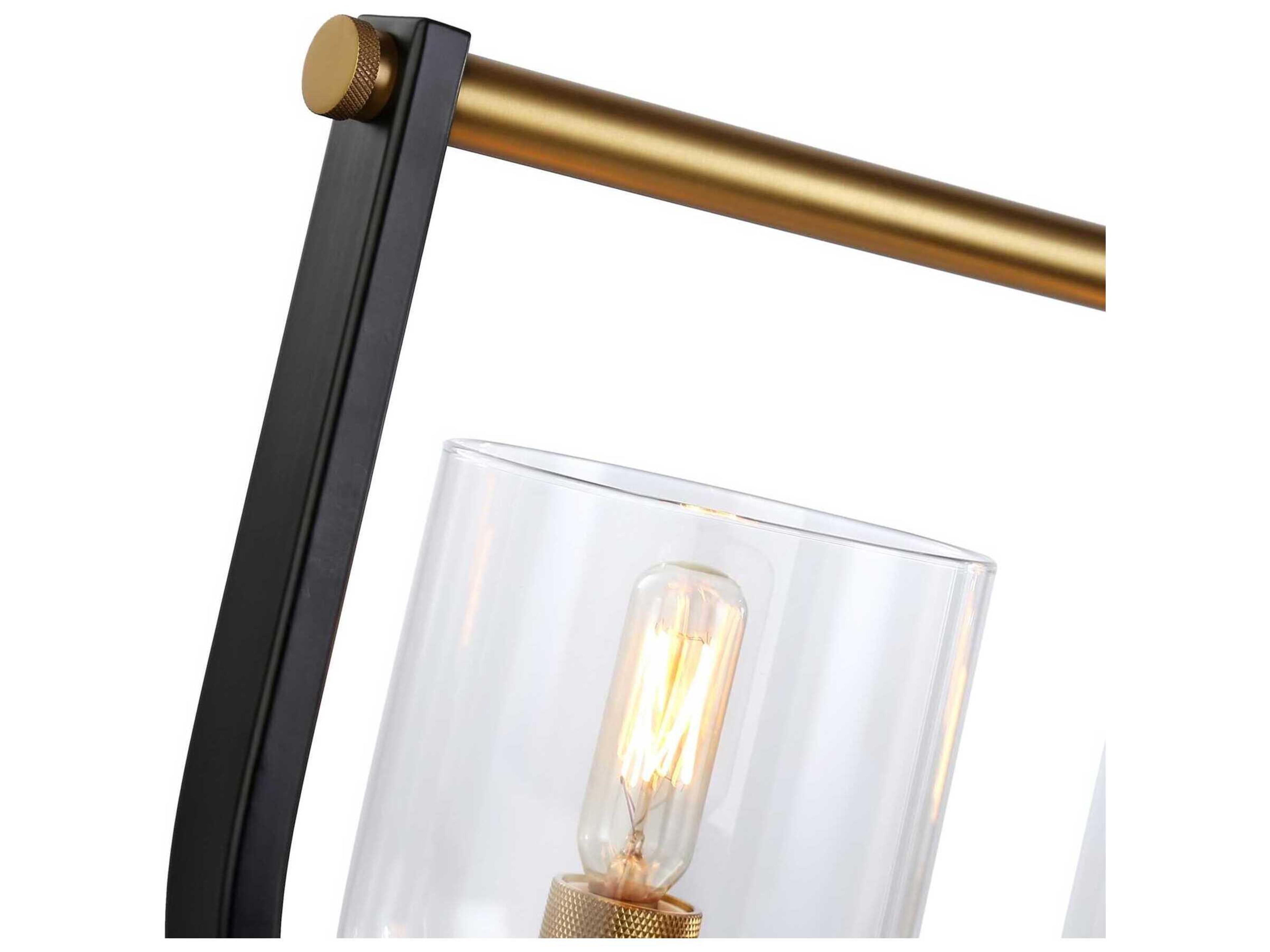 Artcraft Cheshire 5-Light Black Brass Glass Bowl Linear Island Pendant