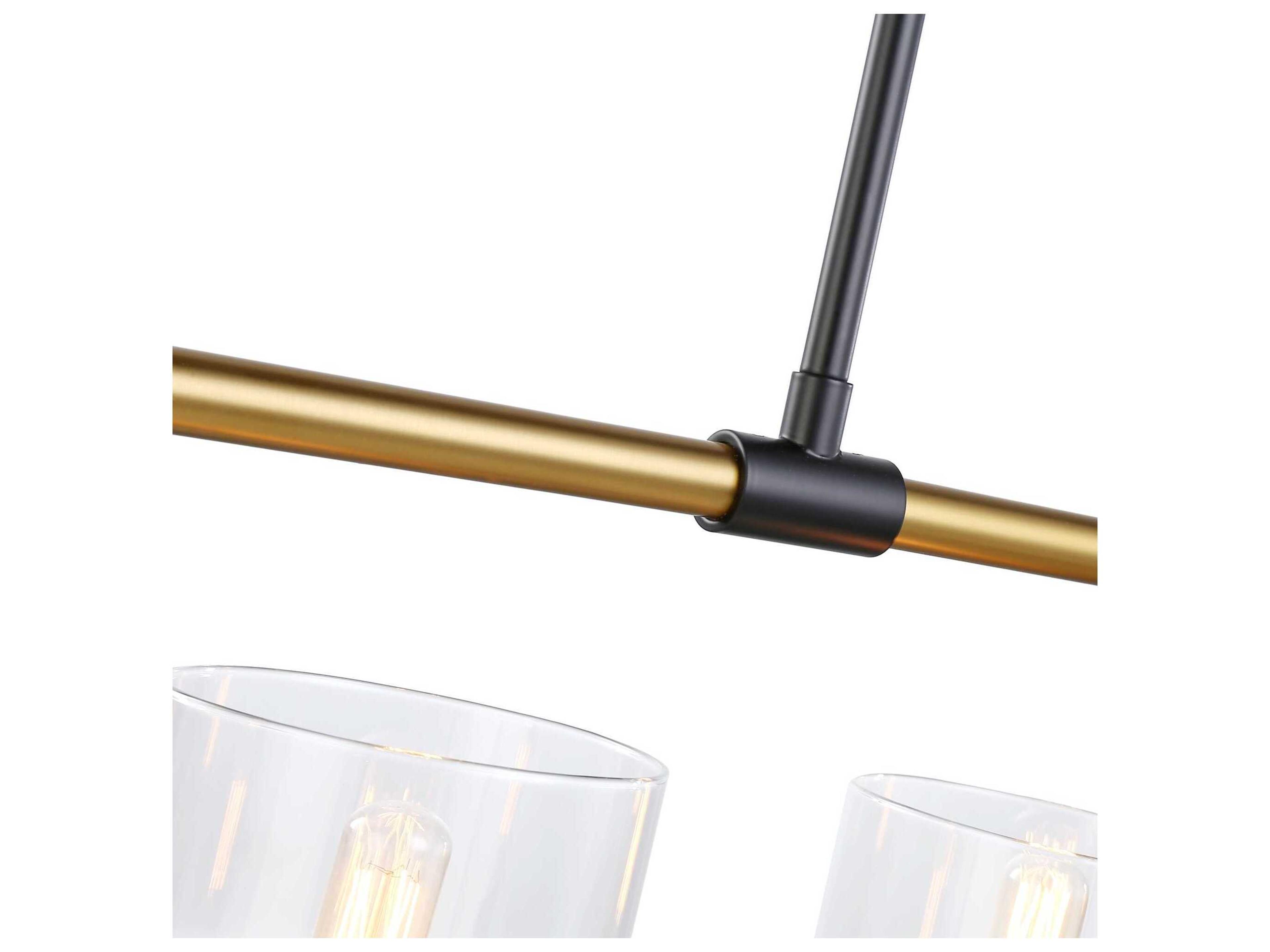 Artcraft Cheshire 5-Light Black Brass Glass Bowl Linear Island Pendant