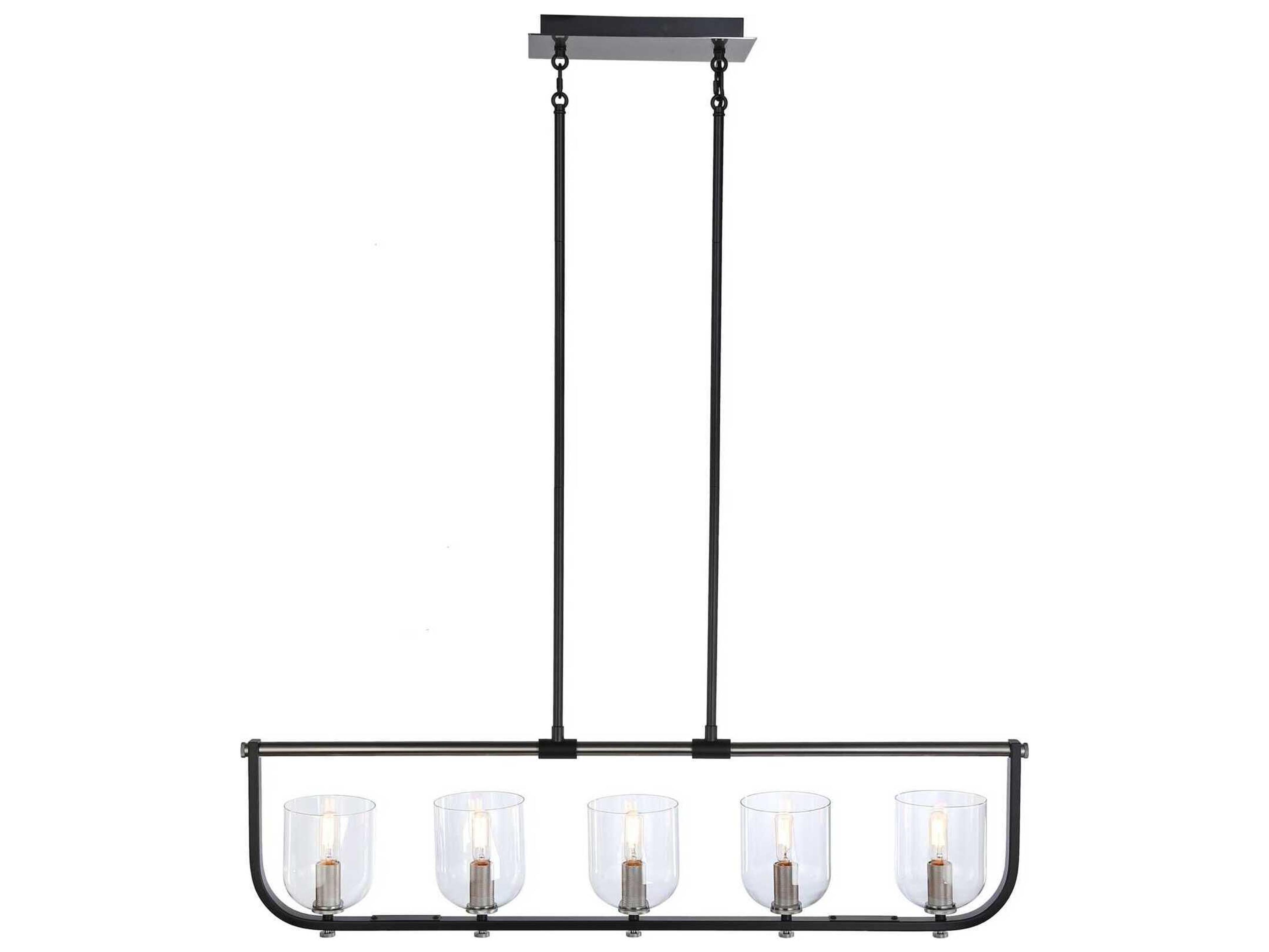 Artcraft Cheshire 5-Light Black Nickel Glass Bowl Linear Island Pendant