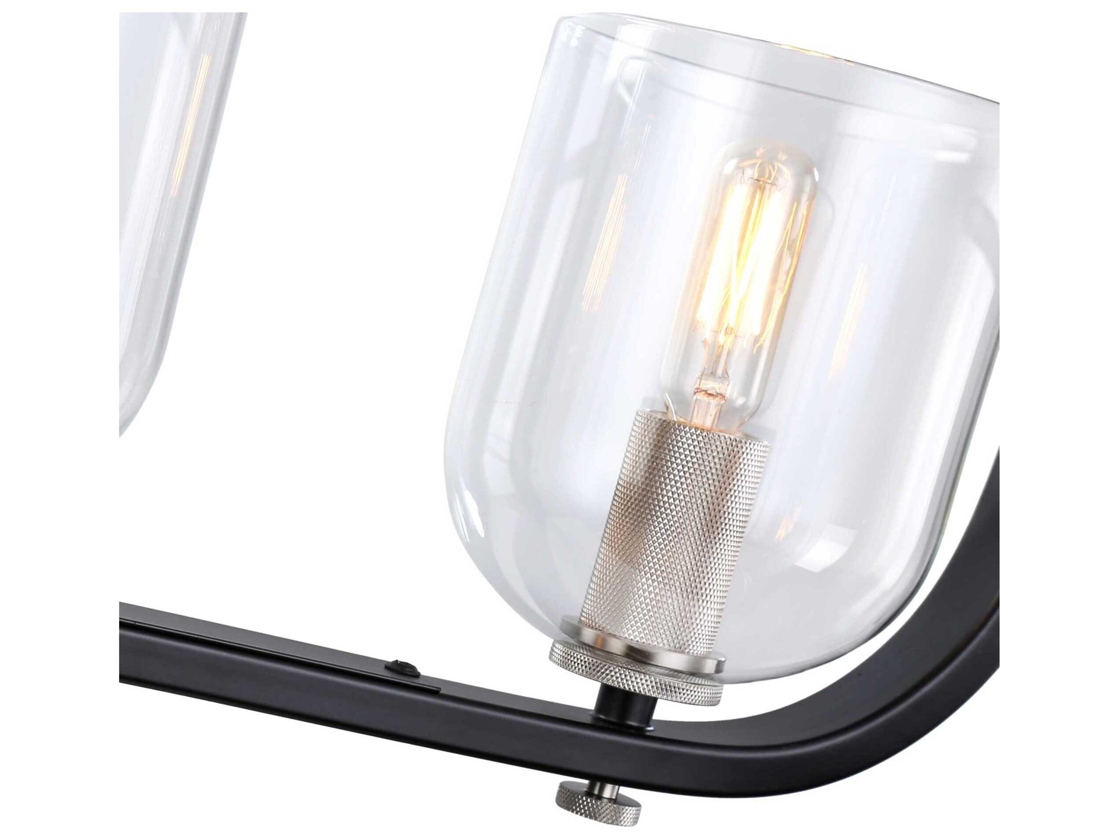 Artcraft Cheshire 5-Light Black Nickel Glass Bowl Linear Island Pendant