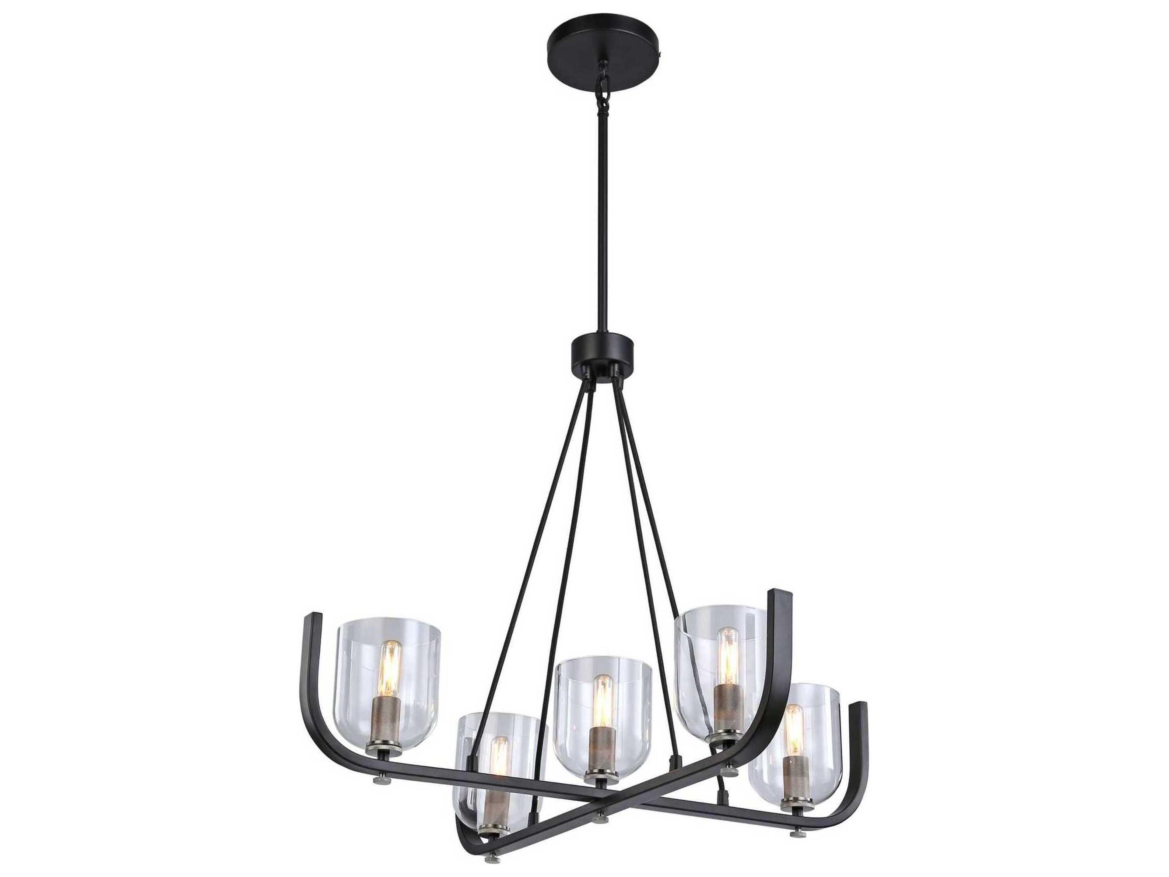 Cheshire Chandelier 5-Light Modern Black and Nickel Fixture