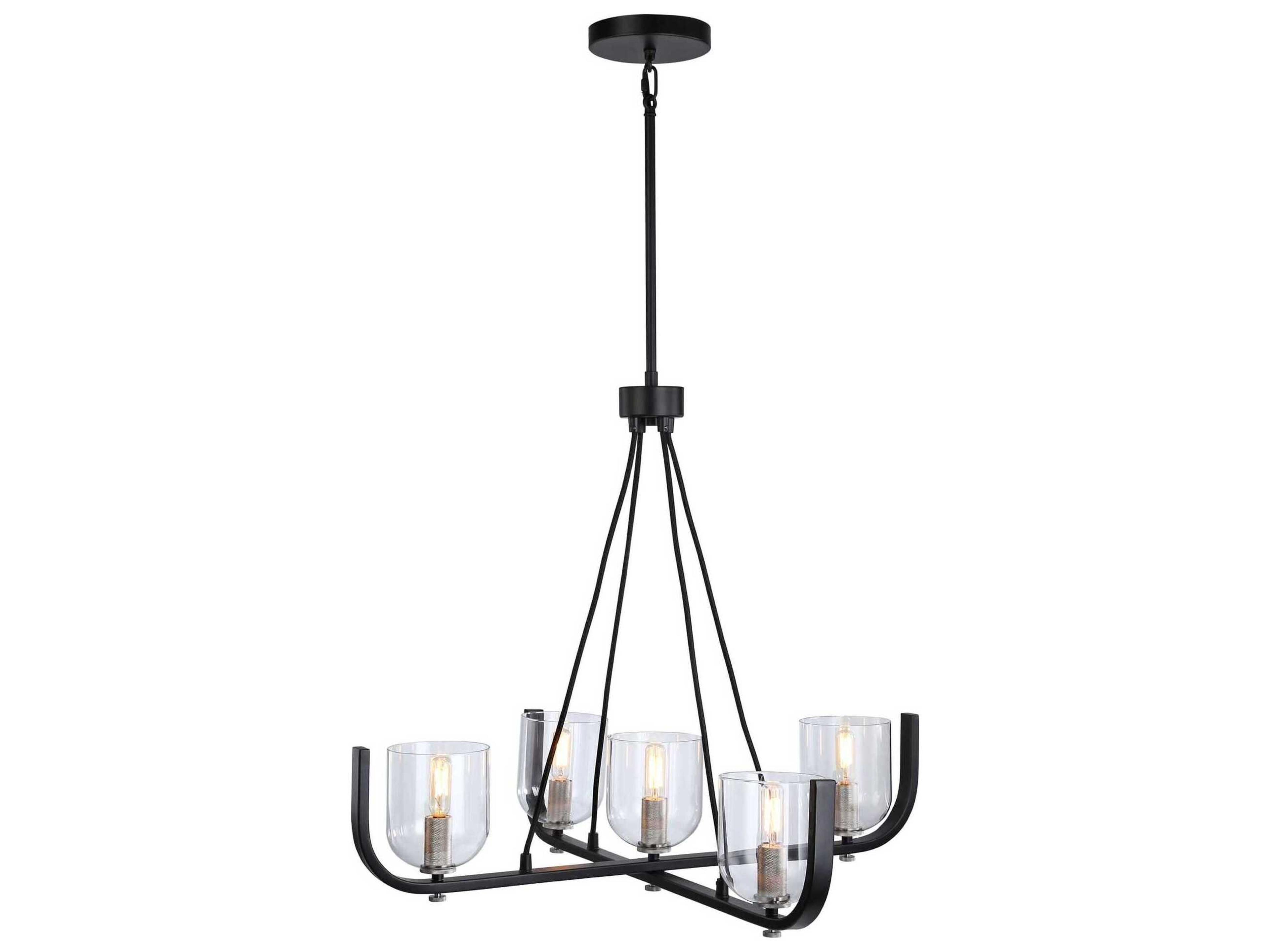Artcraft Cheshire 5-Light Black Nickel Glass Bowl Chandelier