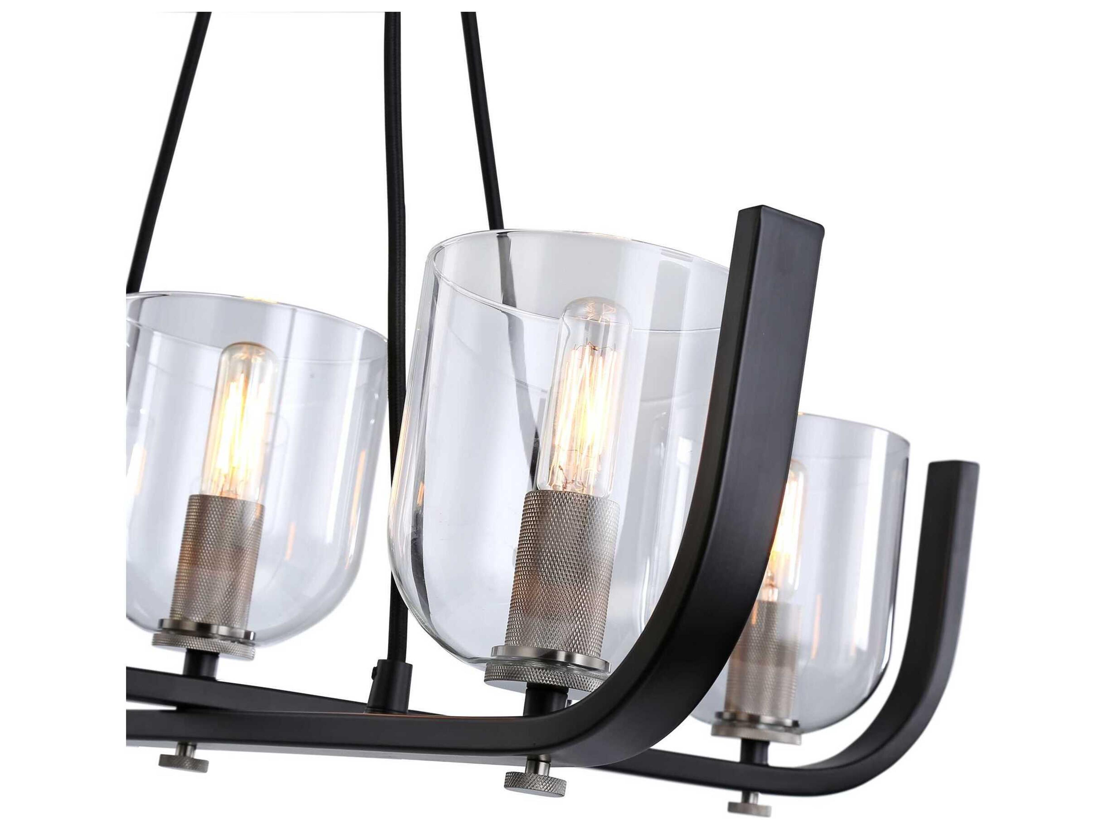 Artcraft Cheshire 5-Light Black Nickel Glass Bowl Chandelier