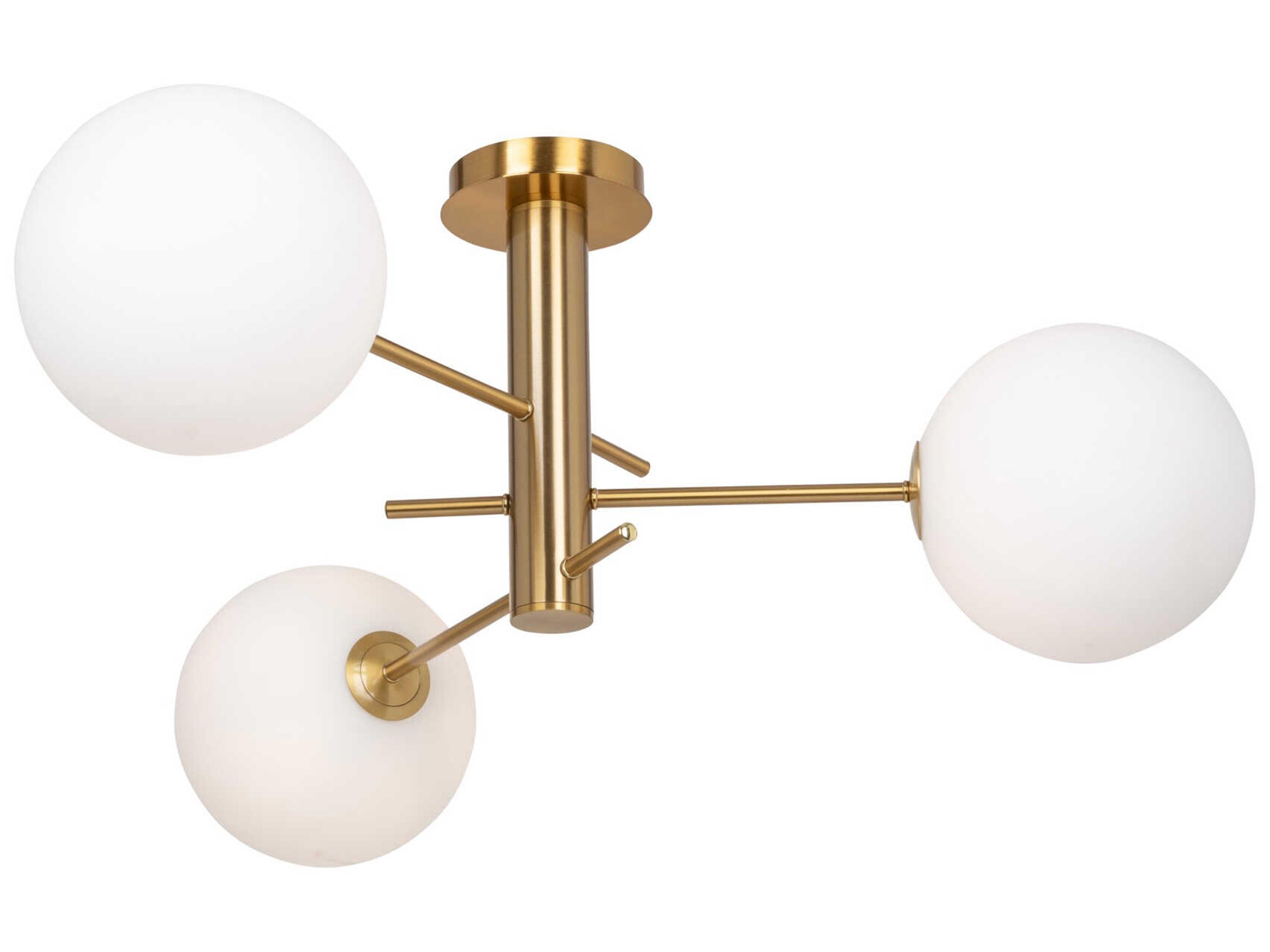 Aurelia 3-Light Semi-Flush Mount Modern Brass Ceiling Light