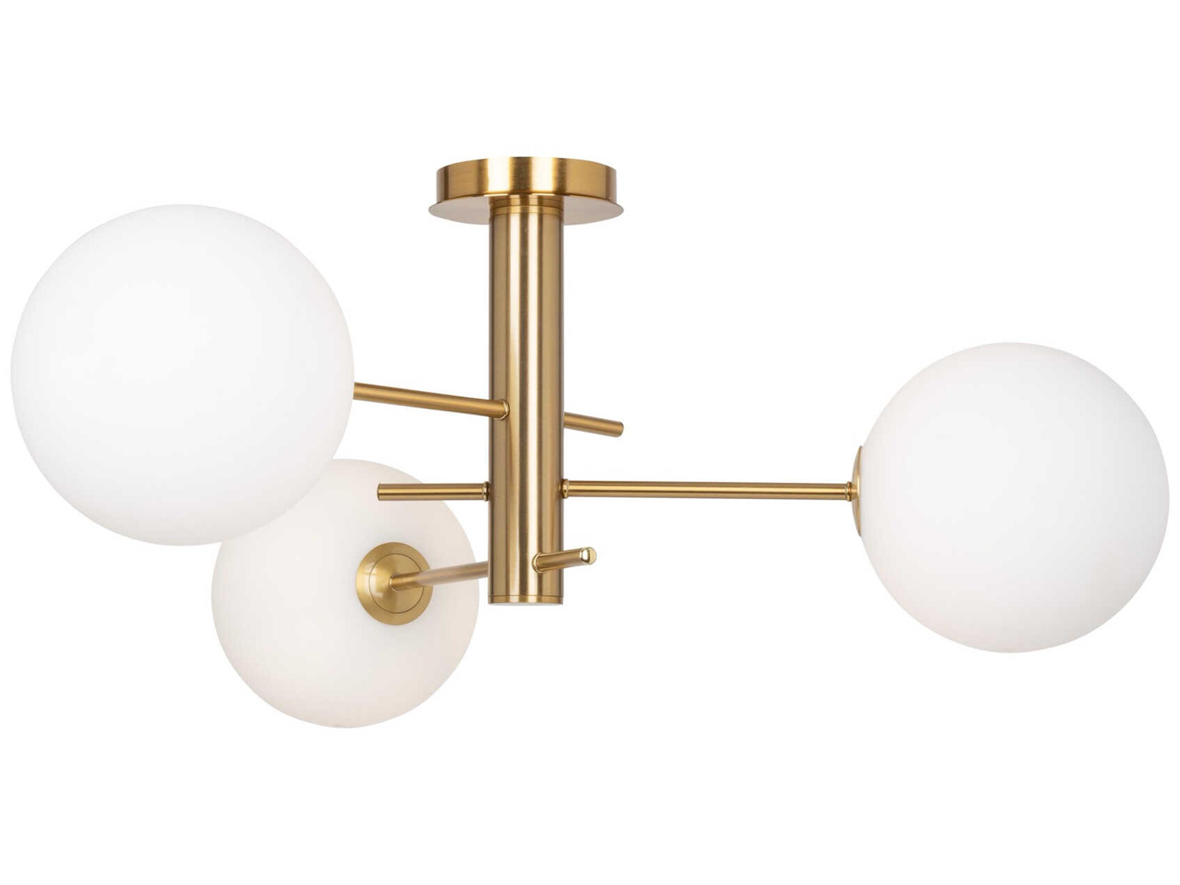 Artcraft Aurelia 3-Light Brass Globe Semi Flush Mount