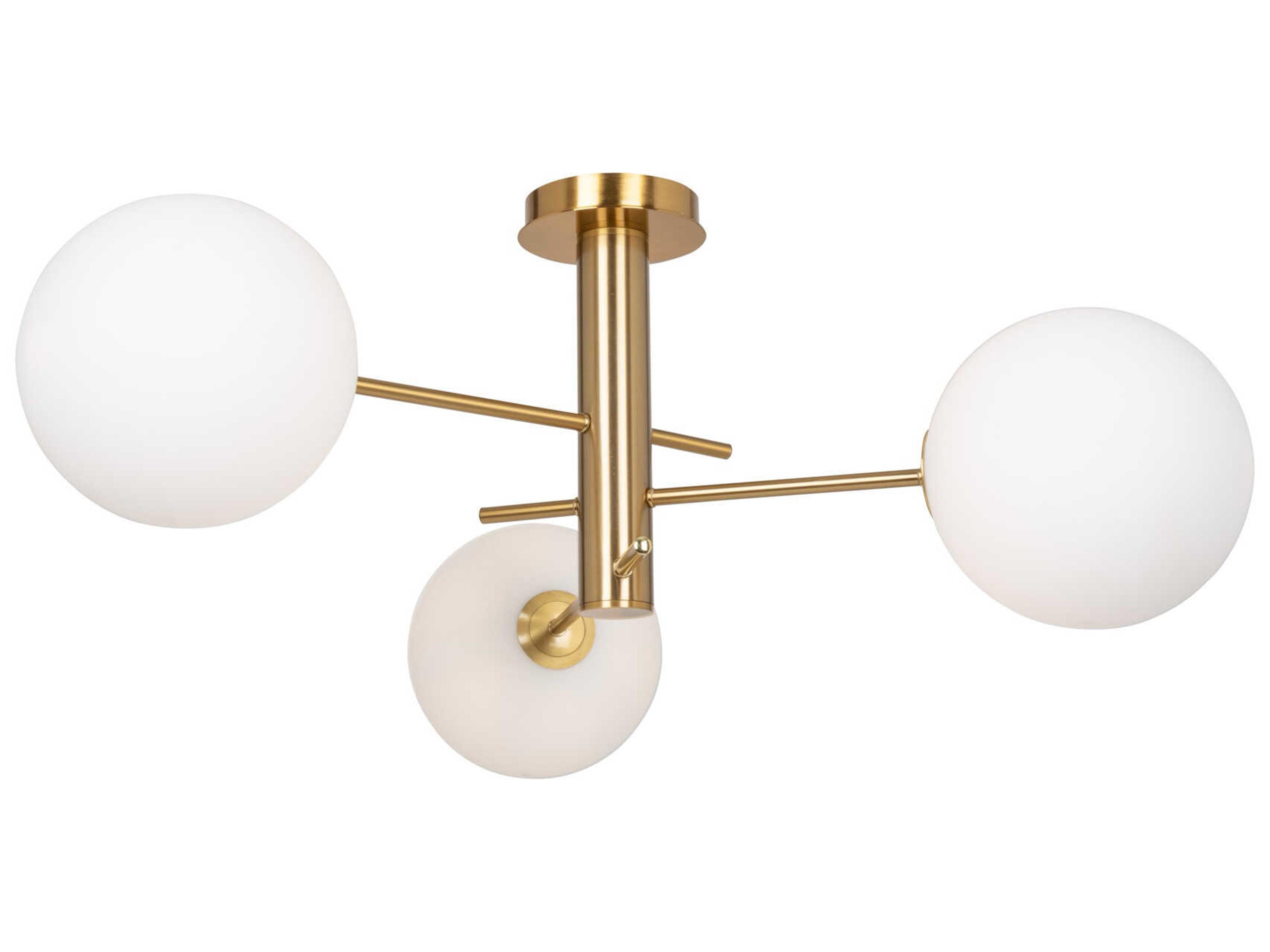Artcraft Aurelia 3-Light Brass Globe Semi Flush Mount