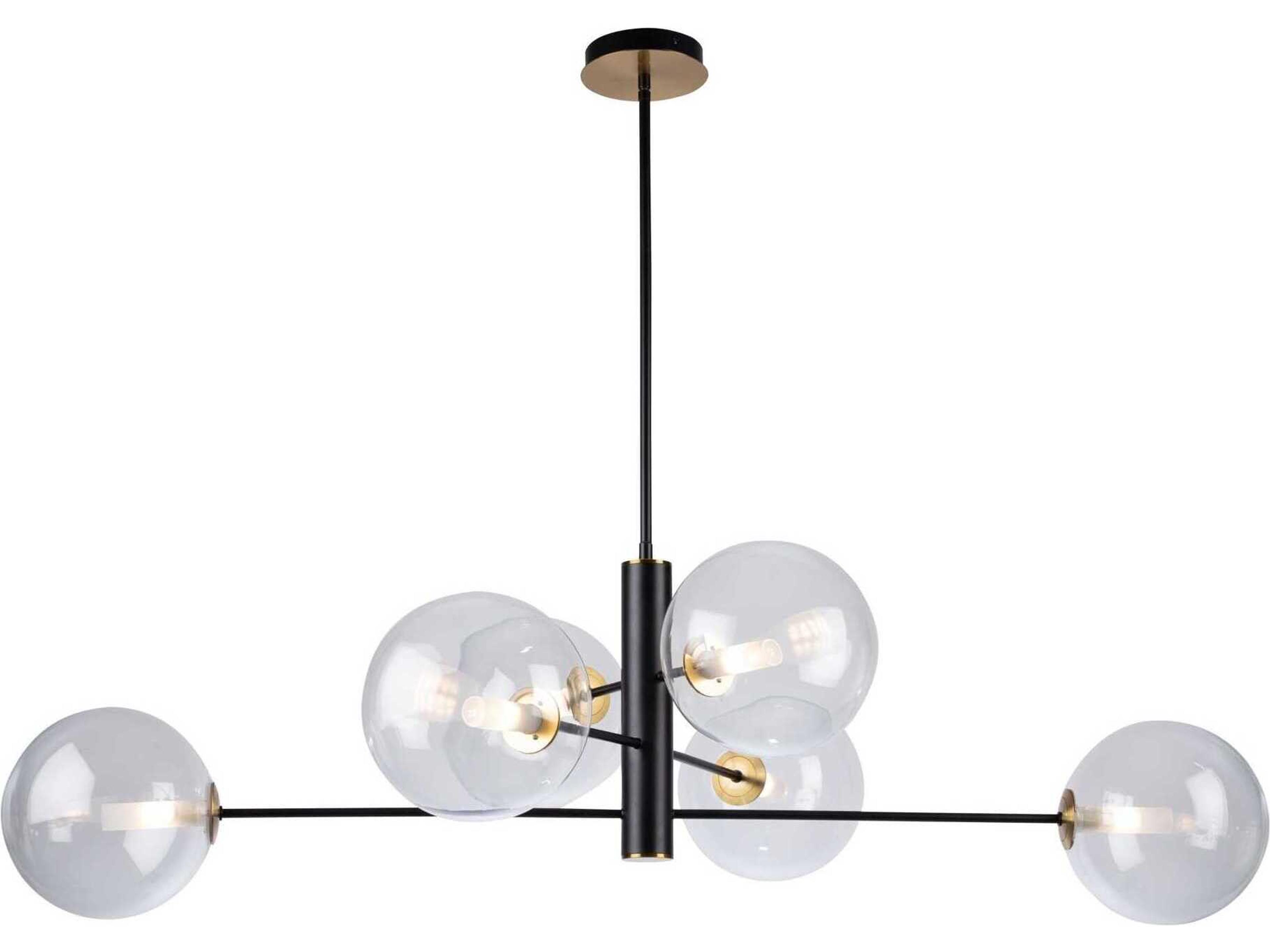 Aurelia 6 Light Chandelier in Matte Black and Brass