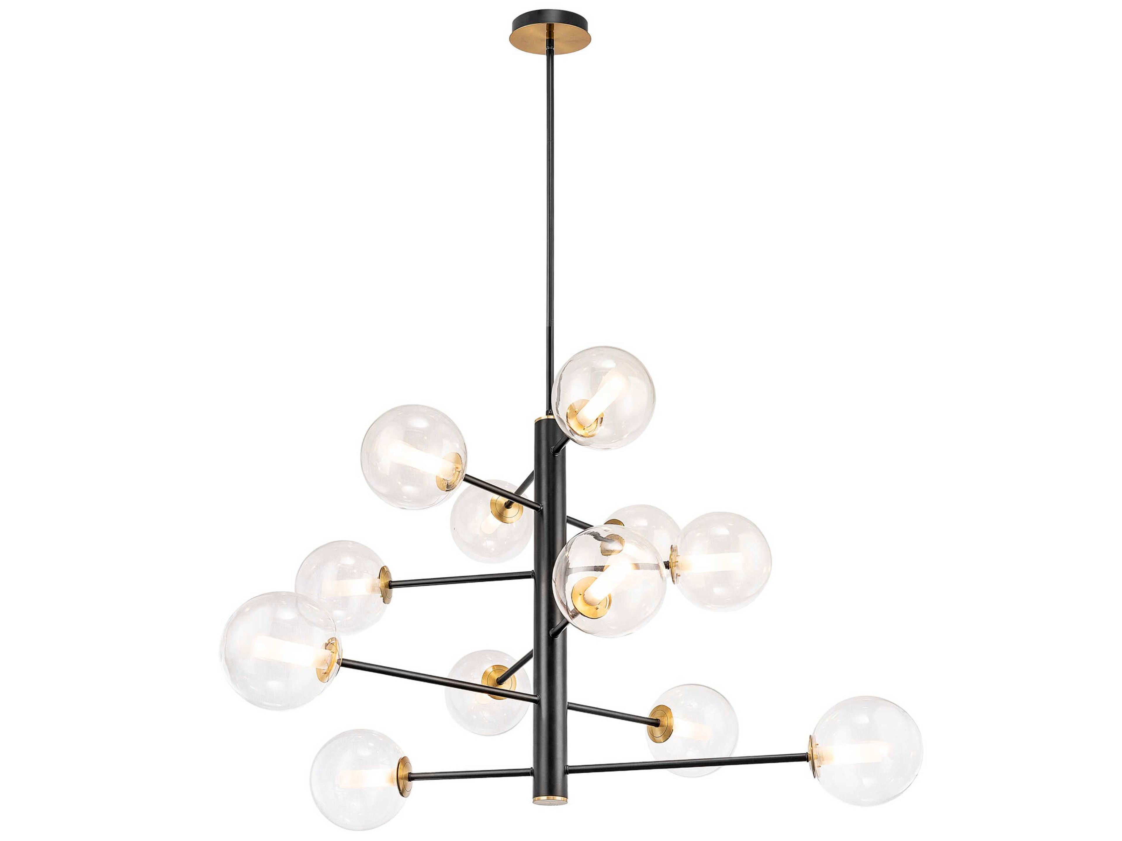 12 Light Sputnik Chandelier Aurelia Black and Brushed Brass