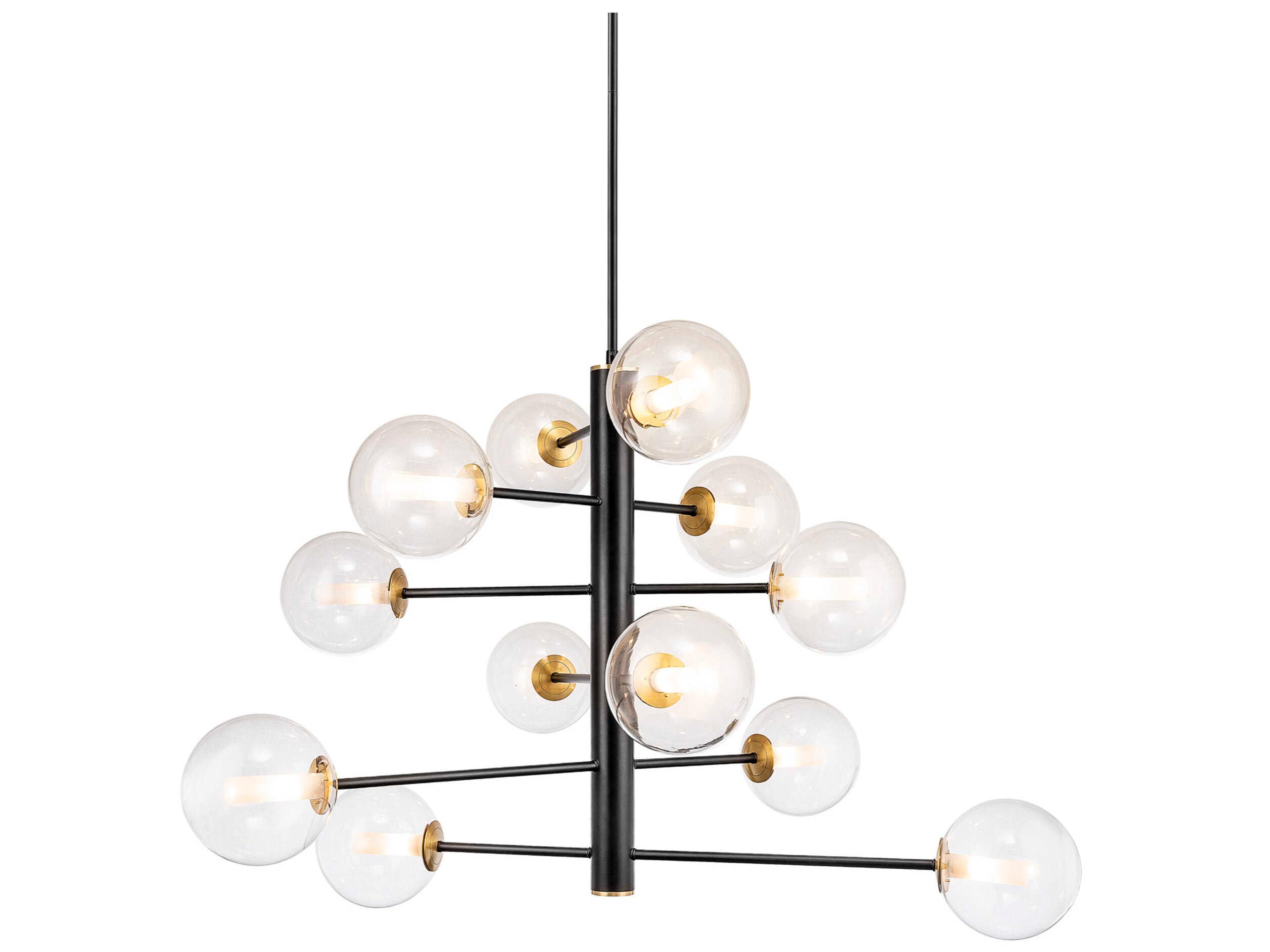 Artcraft Aurelia 12-Light Black Brushed Brass Globe Chandelier