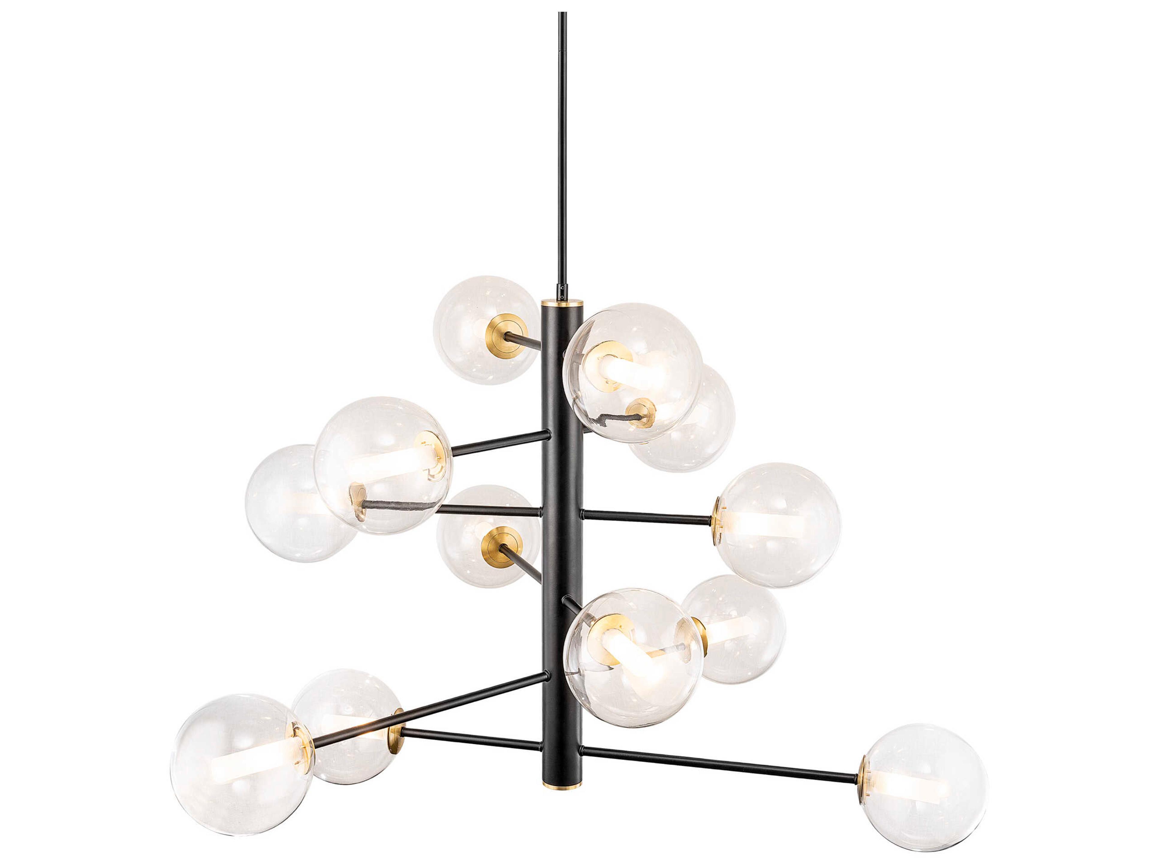 Artcraft Aurelia 12-Light Black Brushed Brass Globe Chandelier
