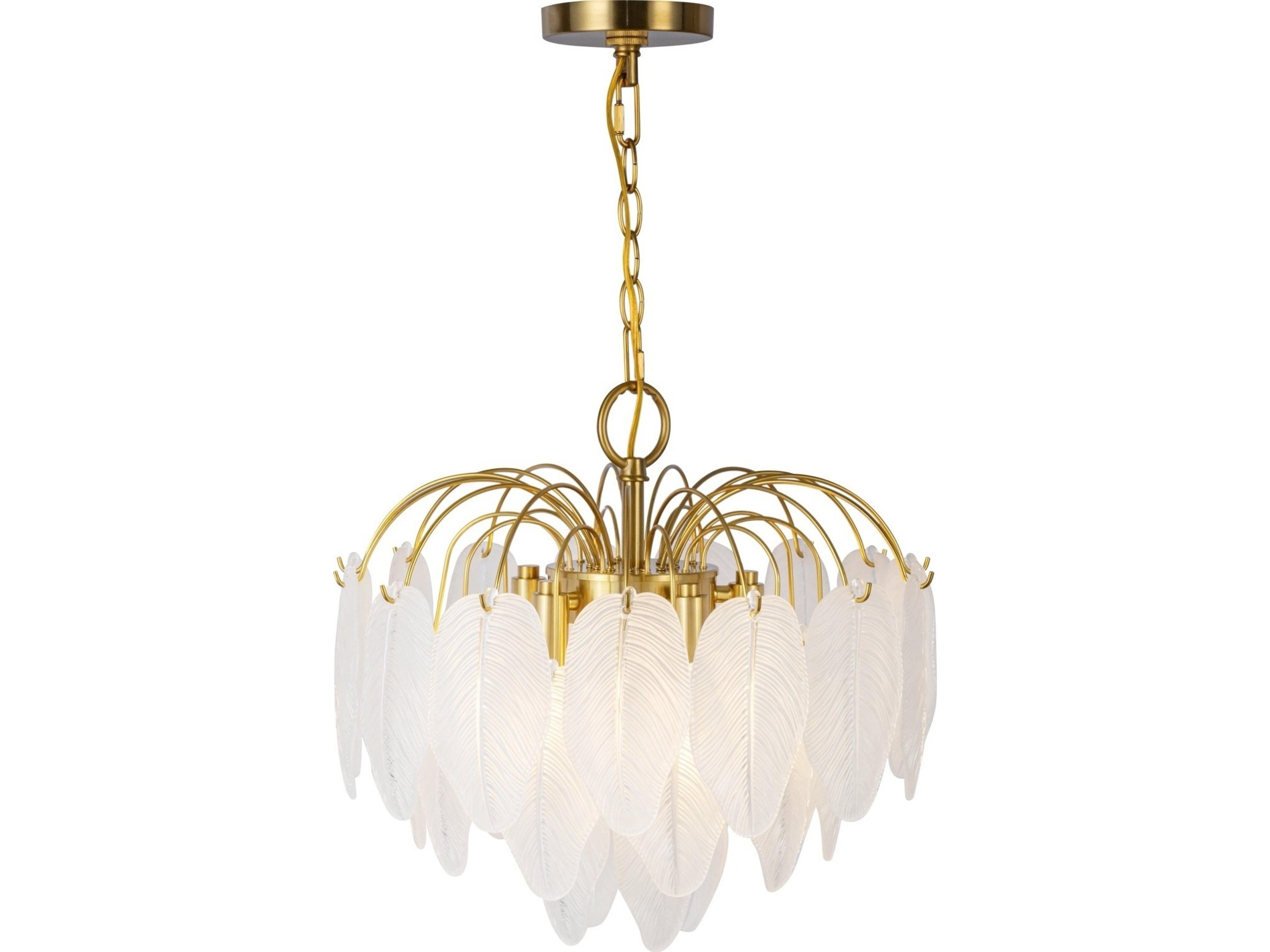 Artcraft Alessia 4-Light Brushed Brass White Tiered Chandelier
