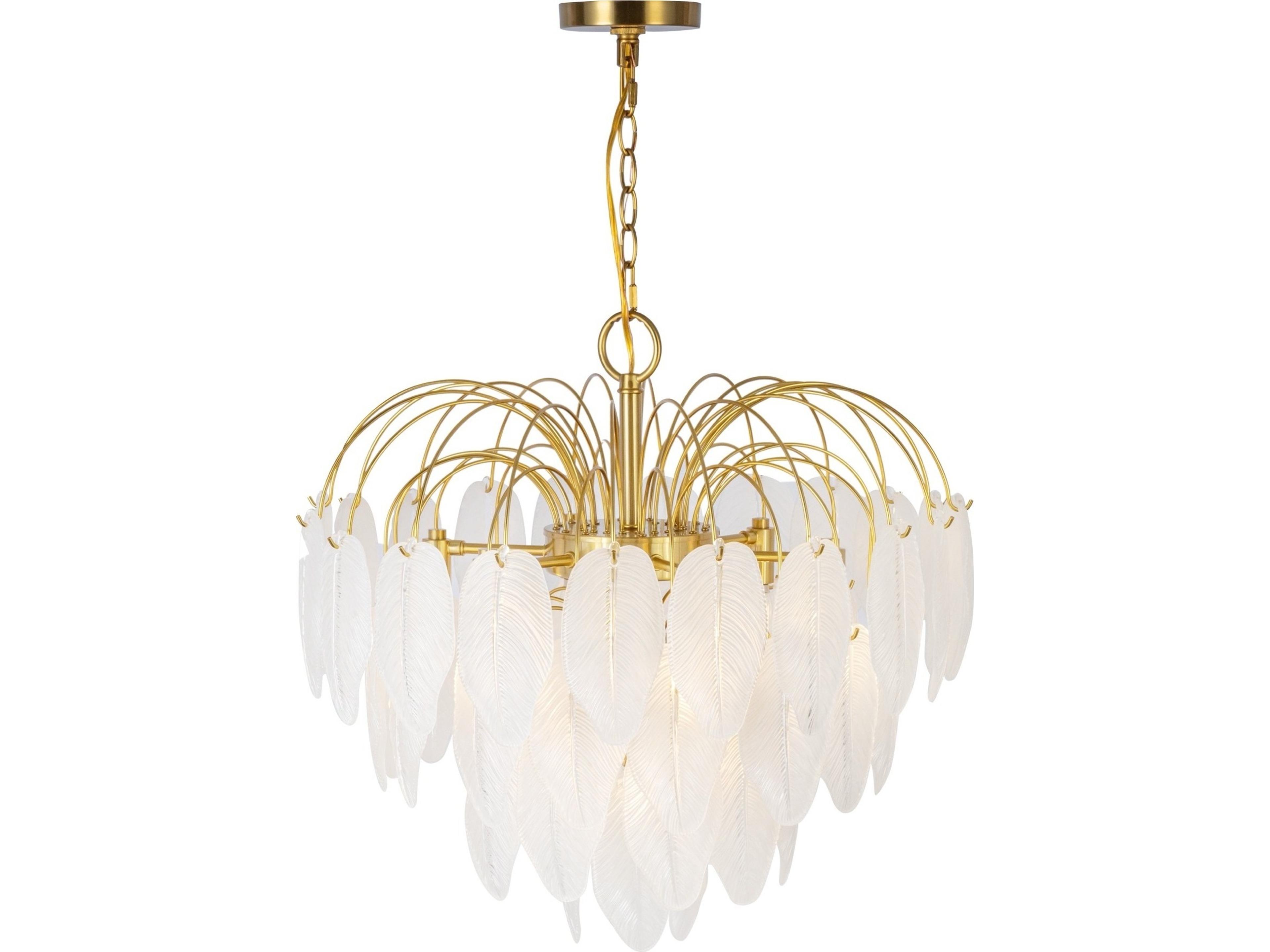 Artcraft Alessia 10-Light Brushed Brass White Tiered Chandelier