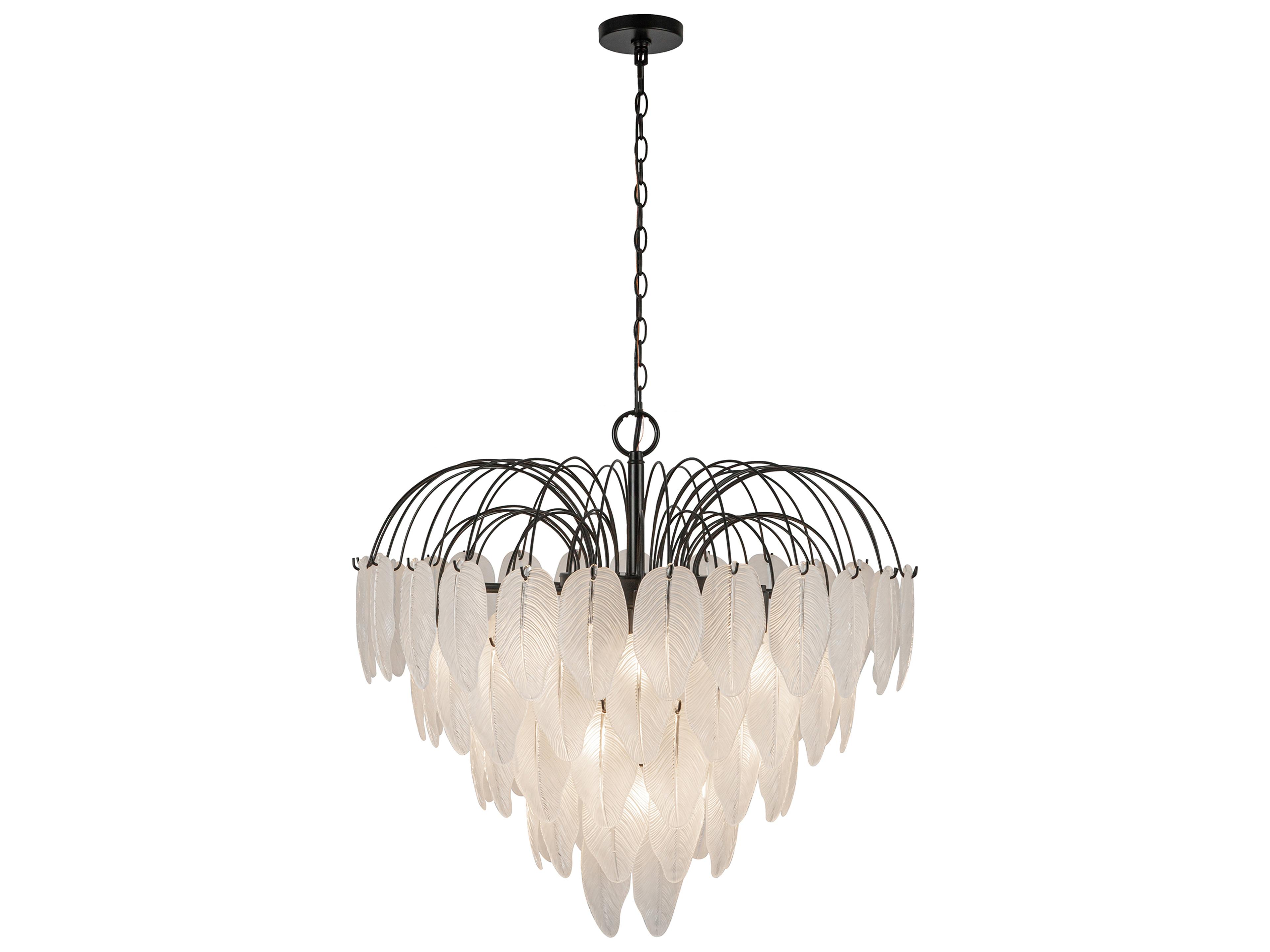 Alessia 19-Light Chandelier in Black with Etched Glass