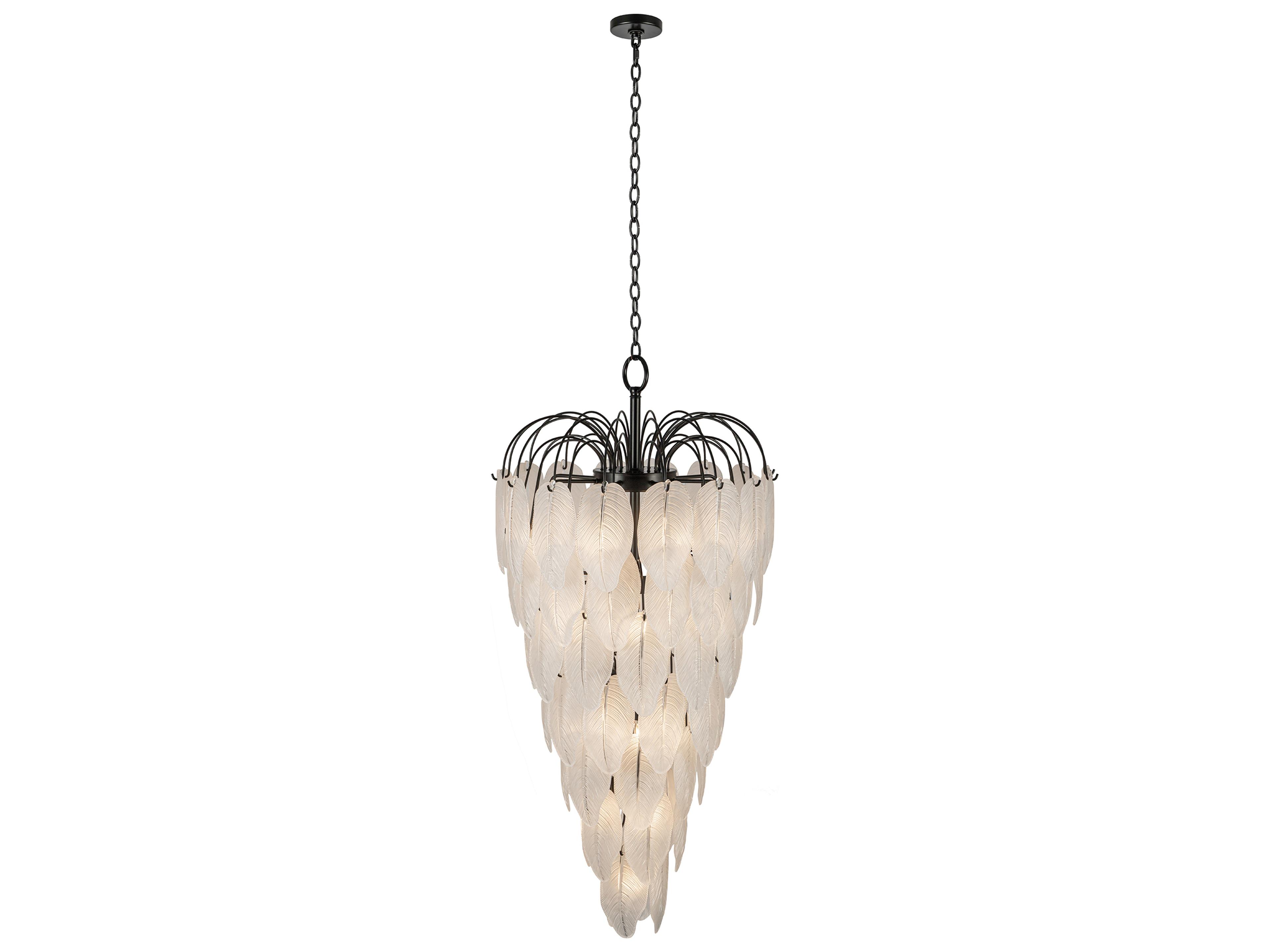 Alessia 23-Light Chandelier with Etched Glass Leaves