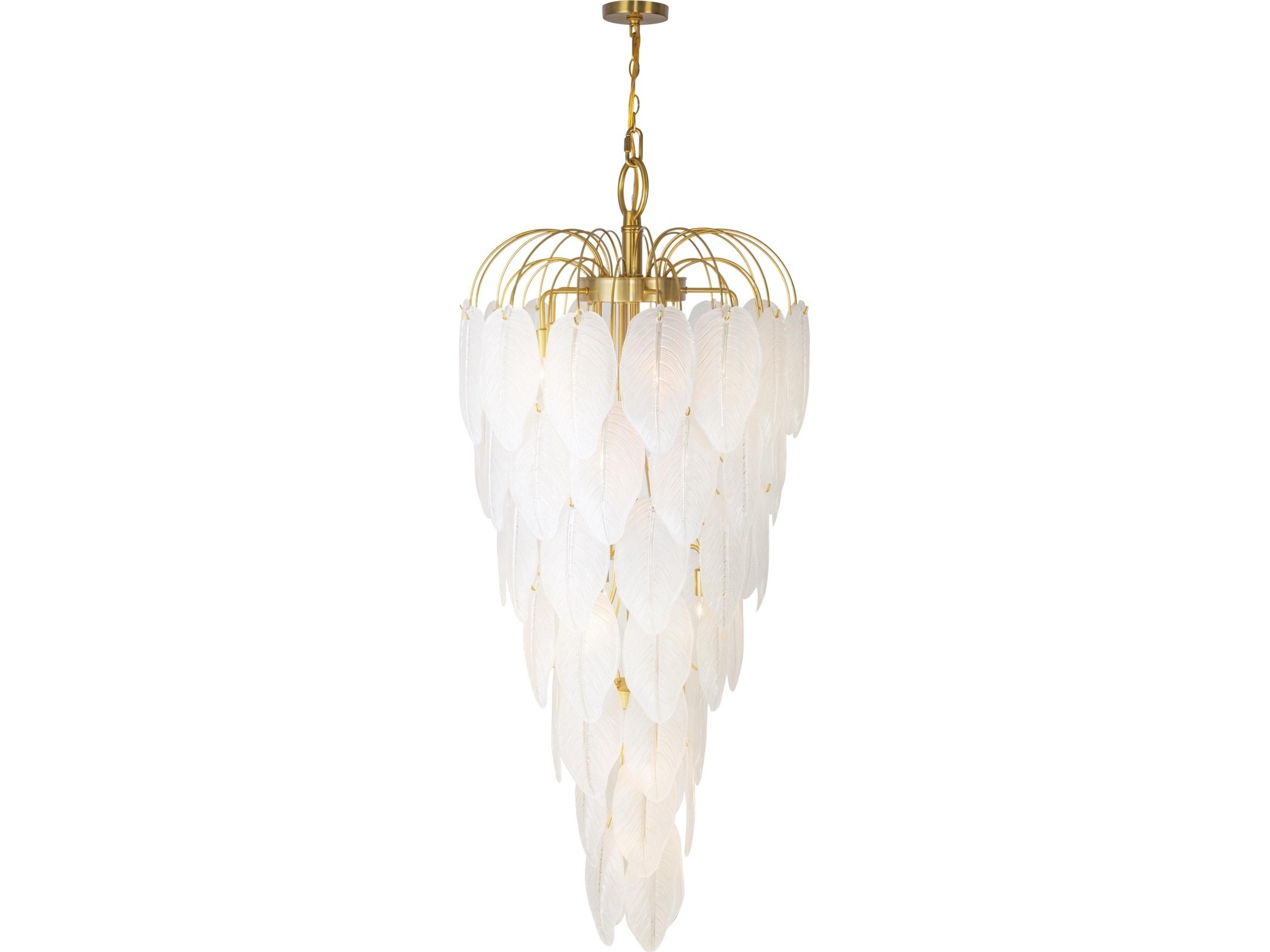 Artcraft Alessia 21-Light Brushed Brass White Tiered Chandelier