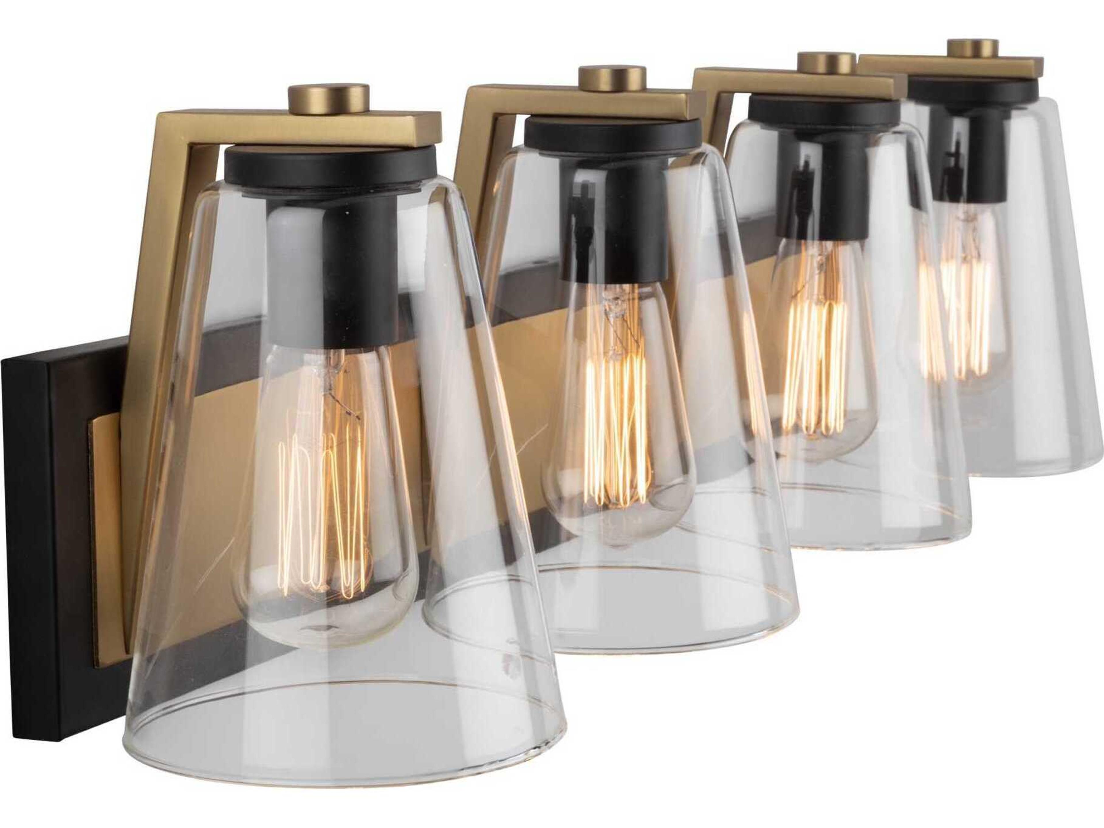 Artcraft Treviso 4-Light Black Brass Glass Vanity Light