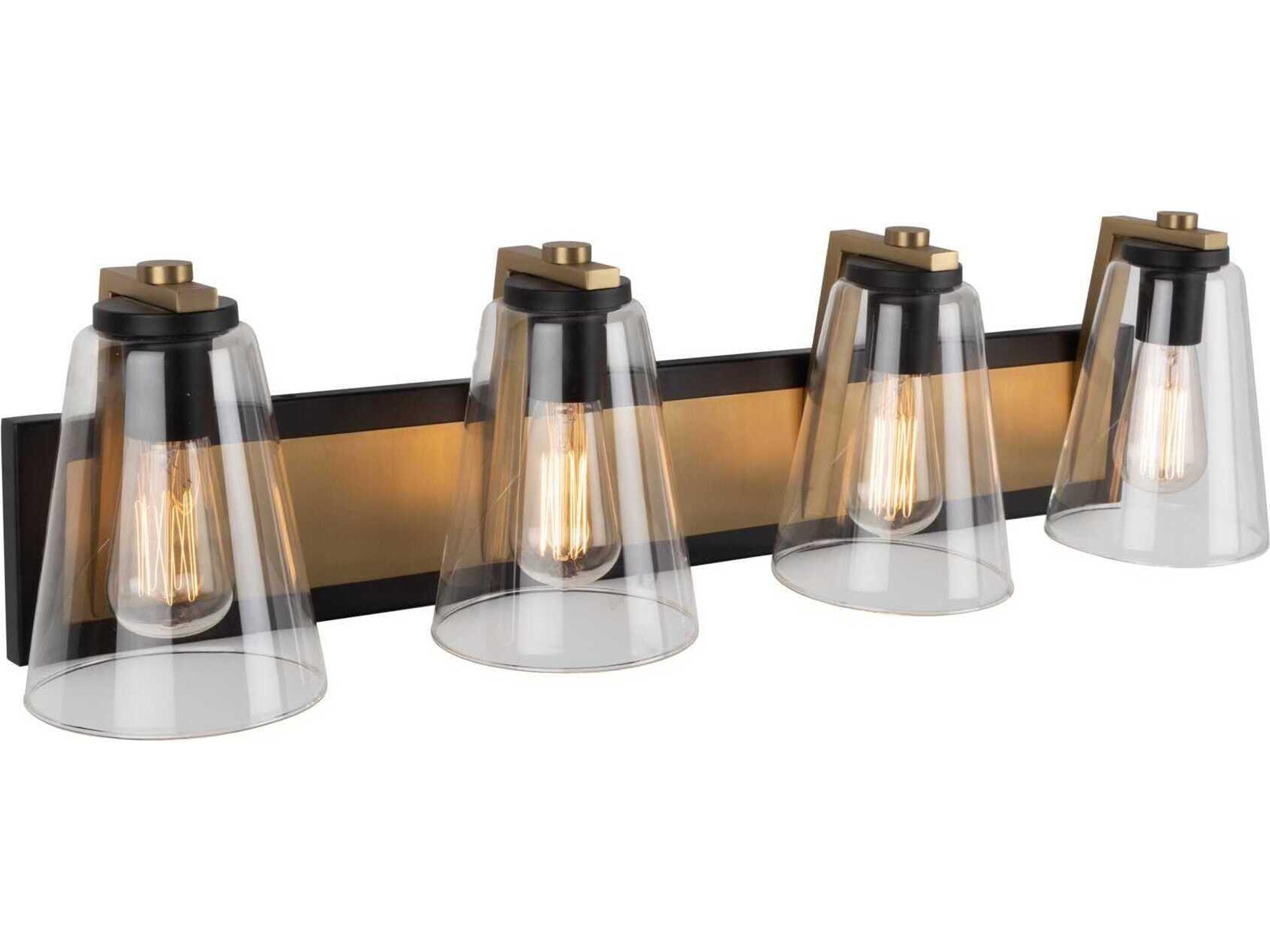 Artcraft Treviso 4-Light Black Brass Glass Vanity Light