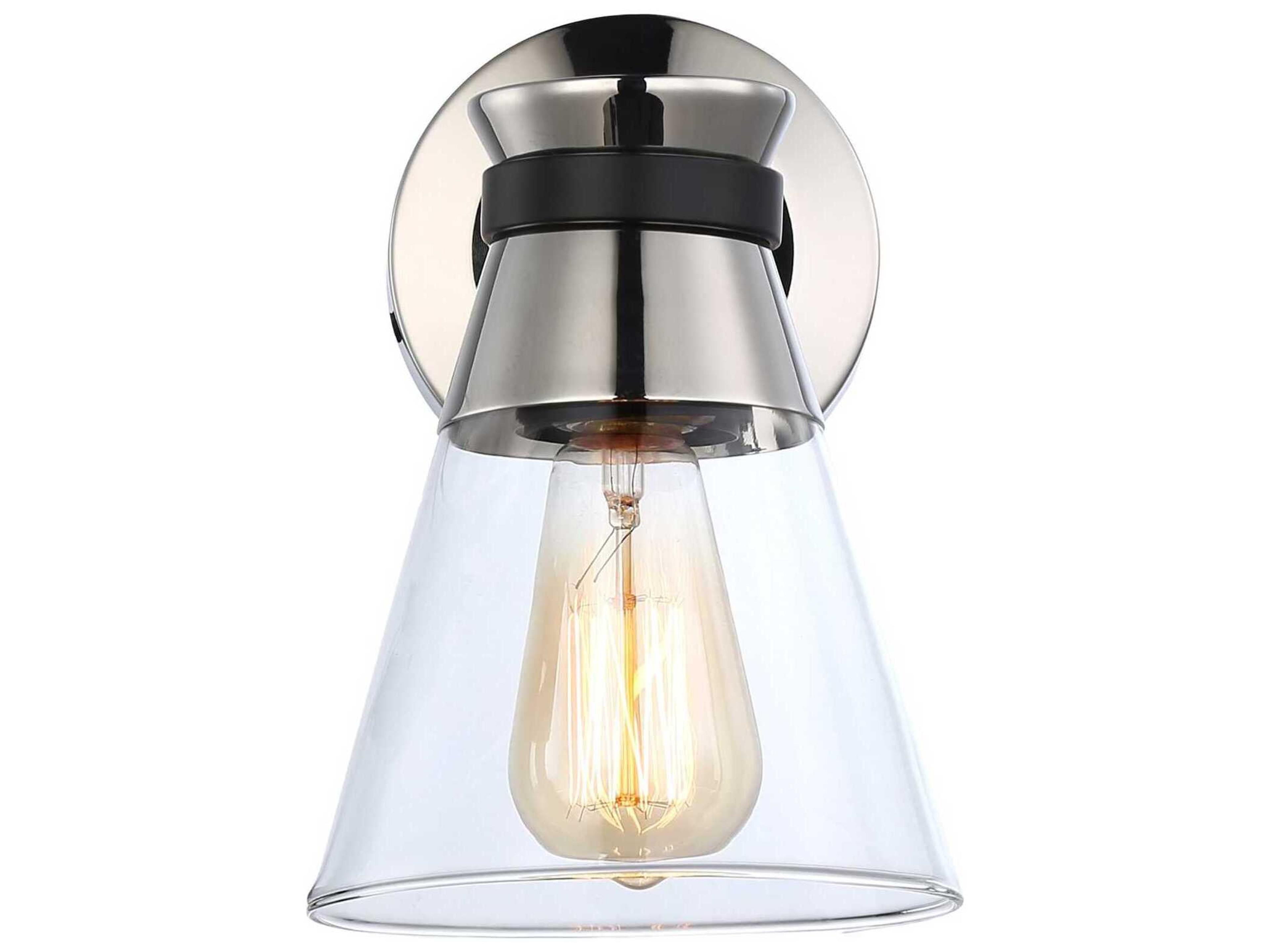 Artcraft Kanata 1-Light Black Brushed Nickel Glass Wall Sconce