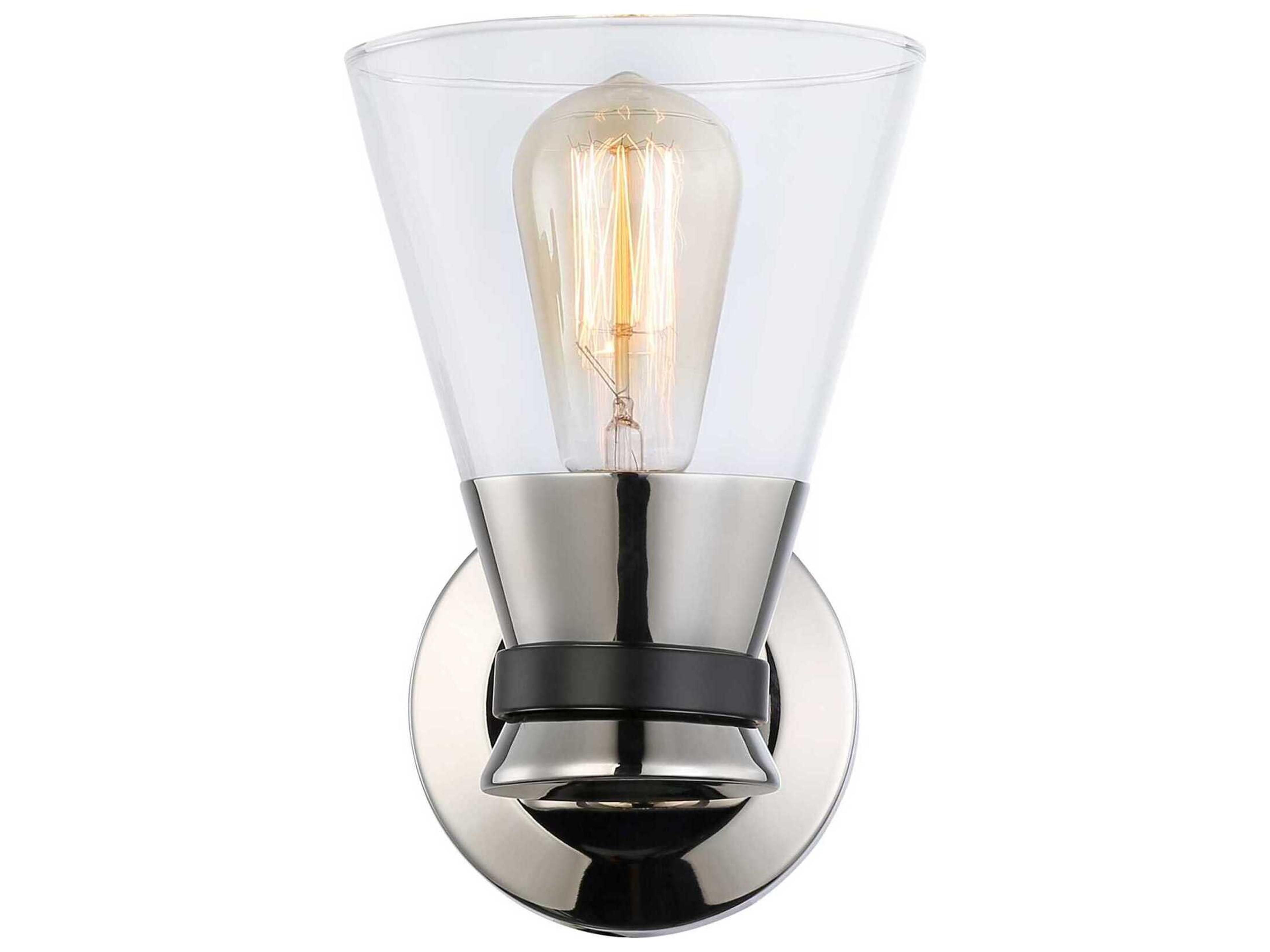 Artcraft Kanata 1-Light Black Brushed Nickel Glass Wall Sconce