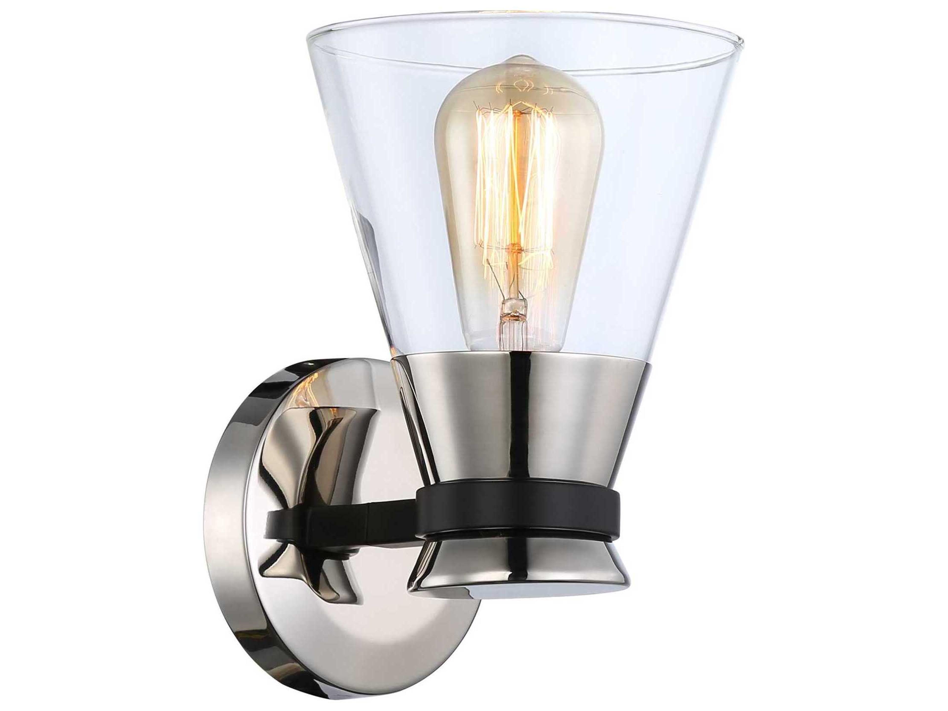 Artcraft Kanata 1-Light Black Brushed Nickel Glass Wall Sconce