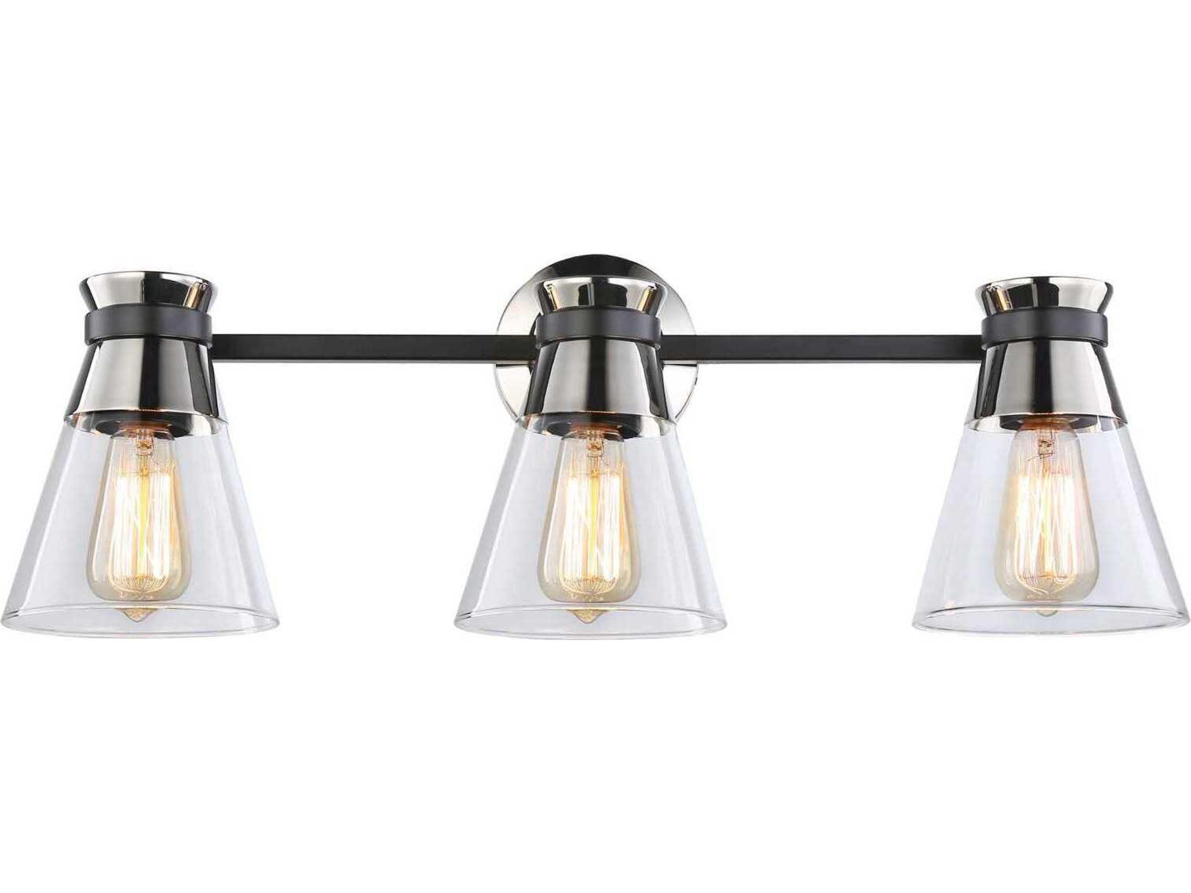 Artcraft Kanata 3-Light Black Brushed Nickel Glass Vanity Light