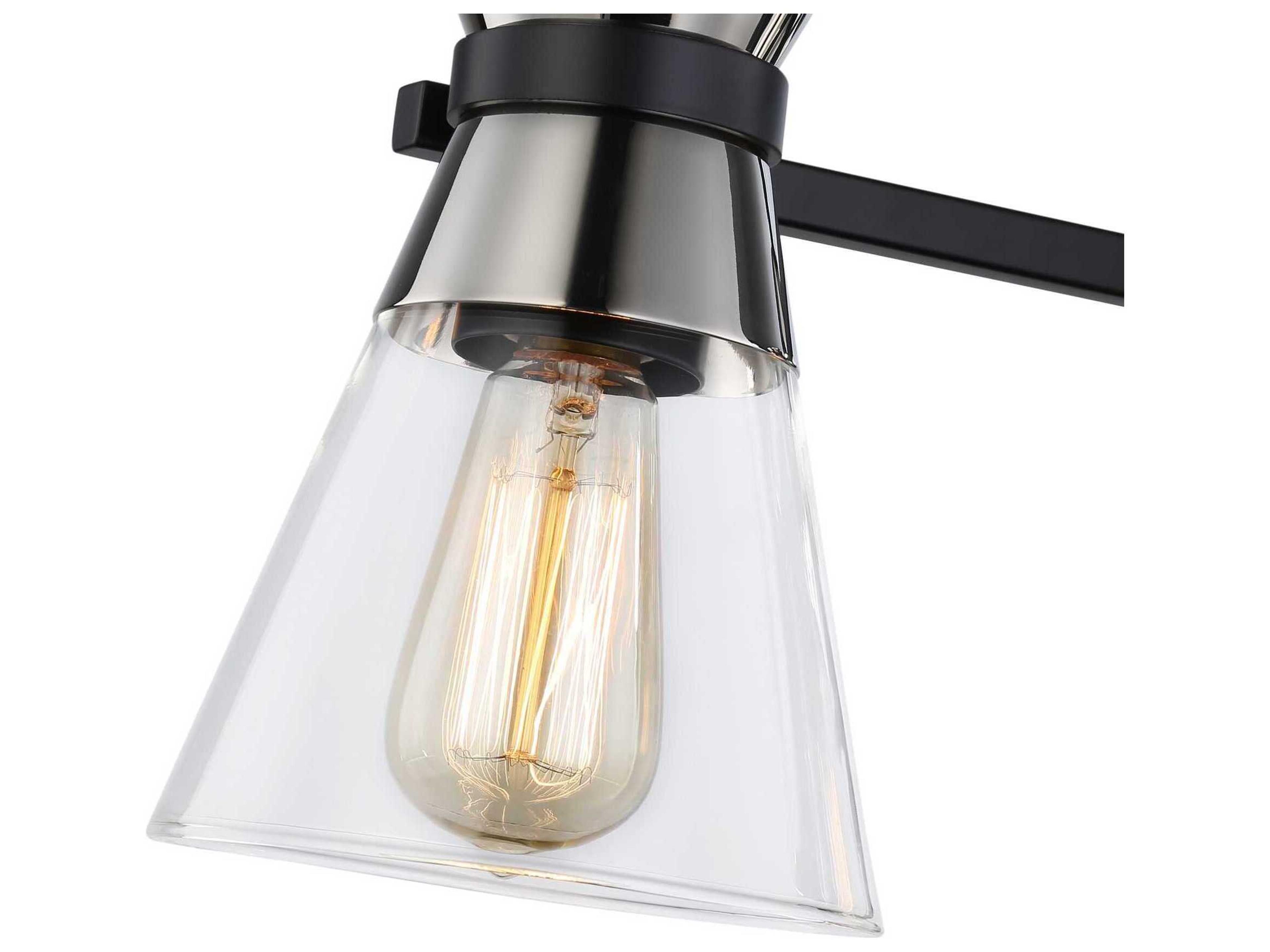 Artcraft Kanata 3-Light Black Brushed Nickel Glass Vanity Light